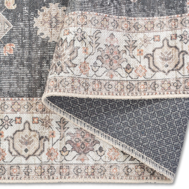 Aura Traditional Rug - 9' x 12' - Charcoal/Cream - Image 2