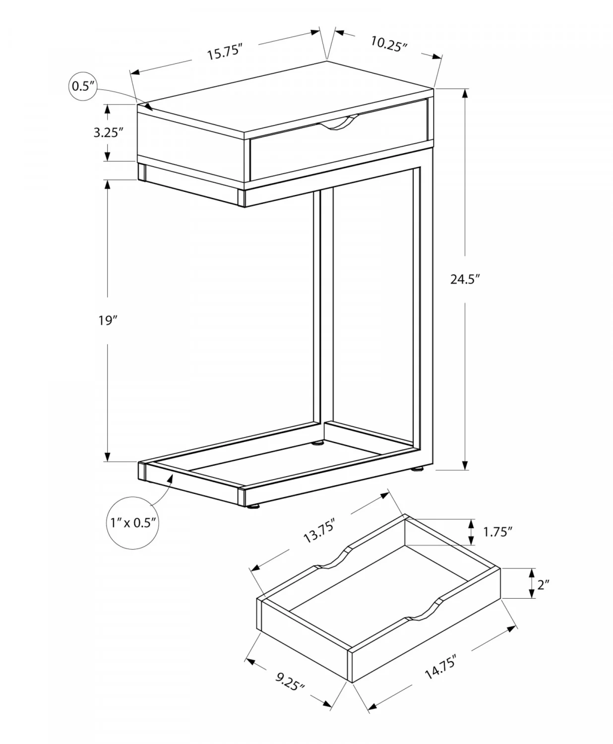 Auron Side Table - Grey - Image 3
