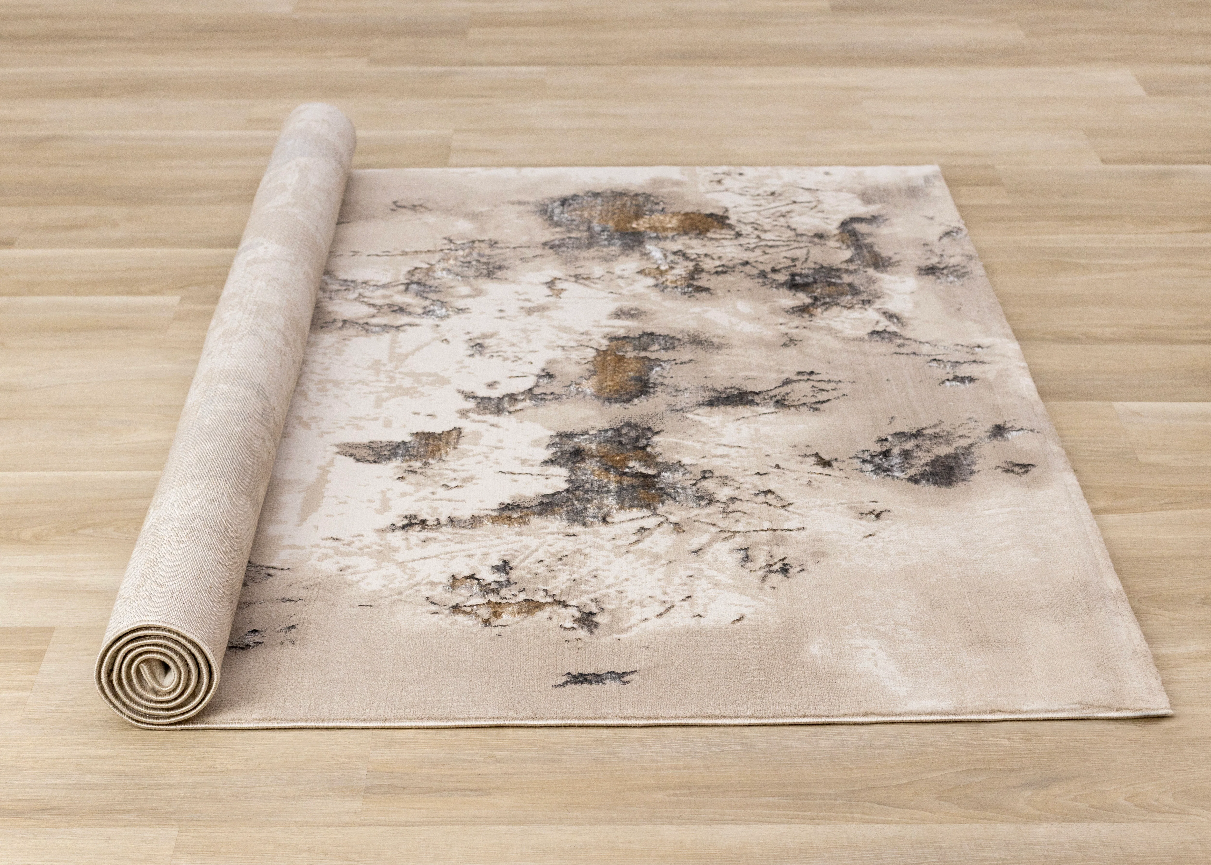 Autumn Drift 5'3" x 7'7" Distressed Foliage Area Rug - Light Brown, Beige - Image 9