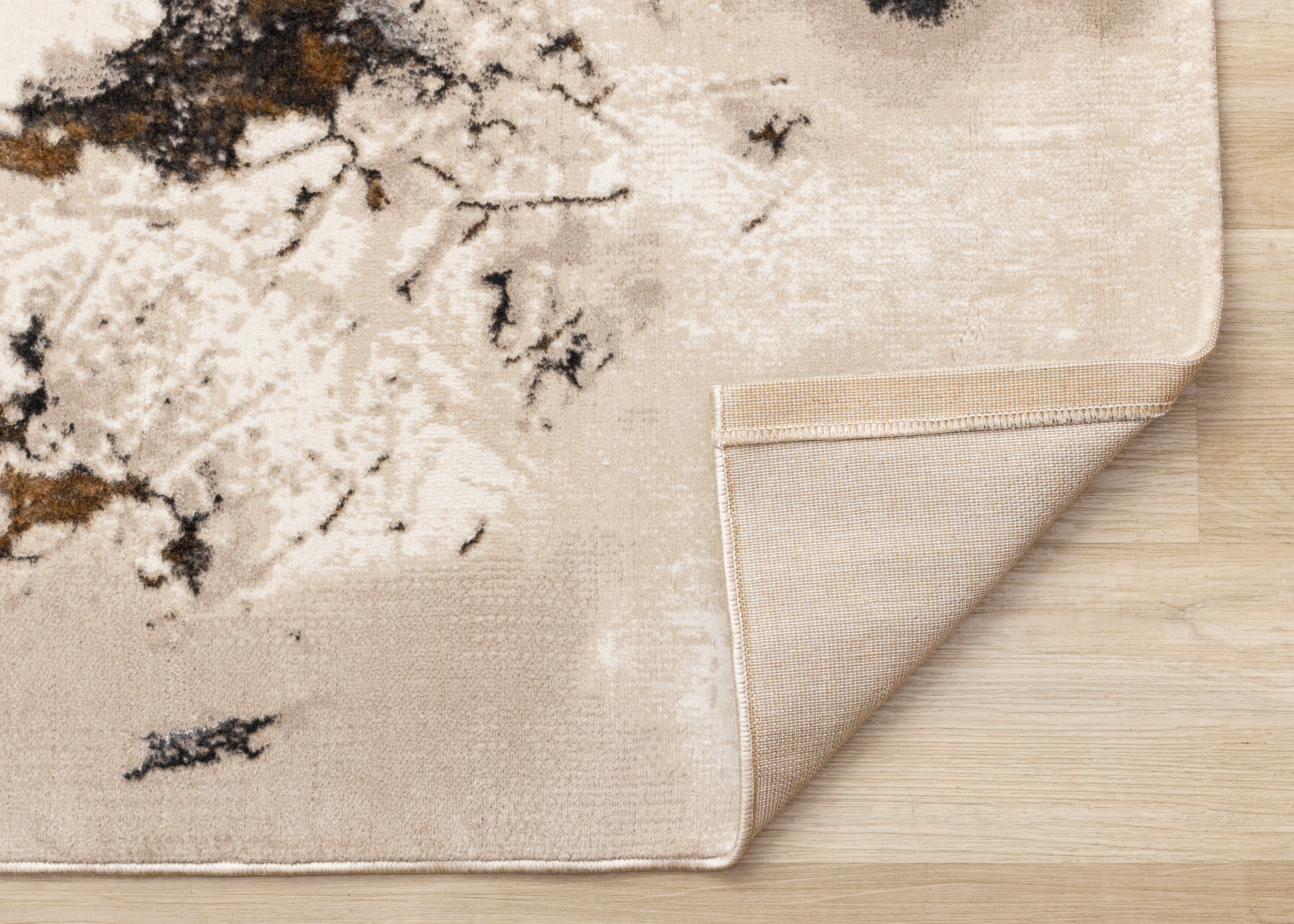 Autumn Drift 6'7" x 9'6" Distressed Foliage Area Rug - Light Brown, Beige - Image 4