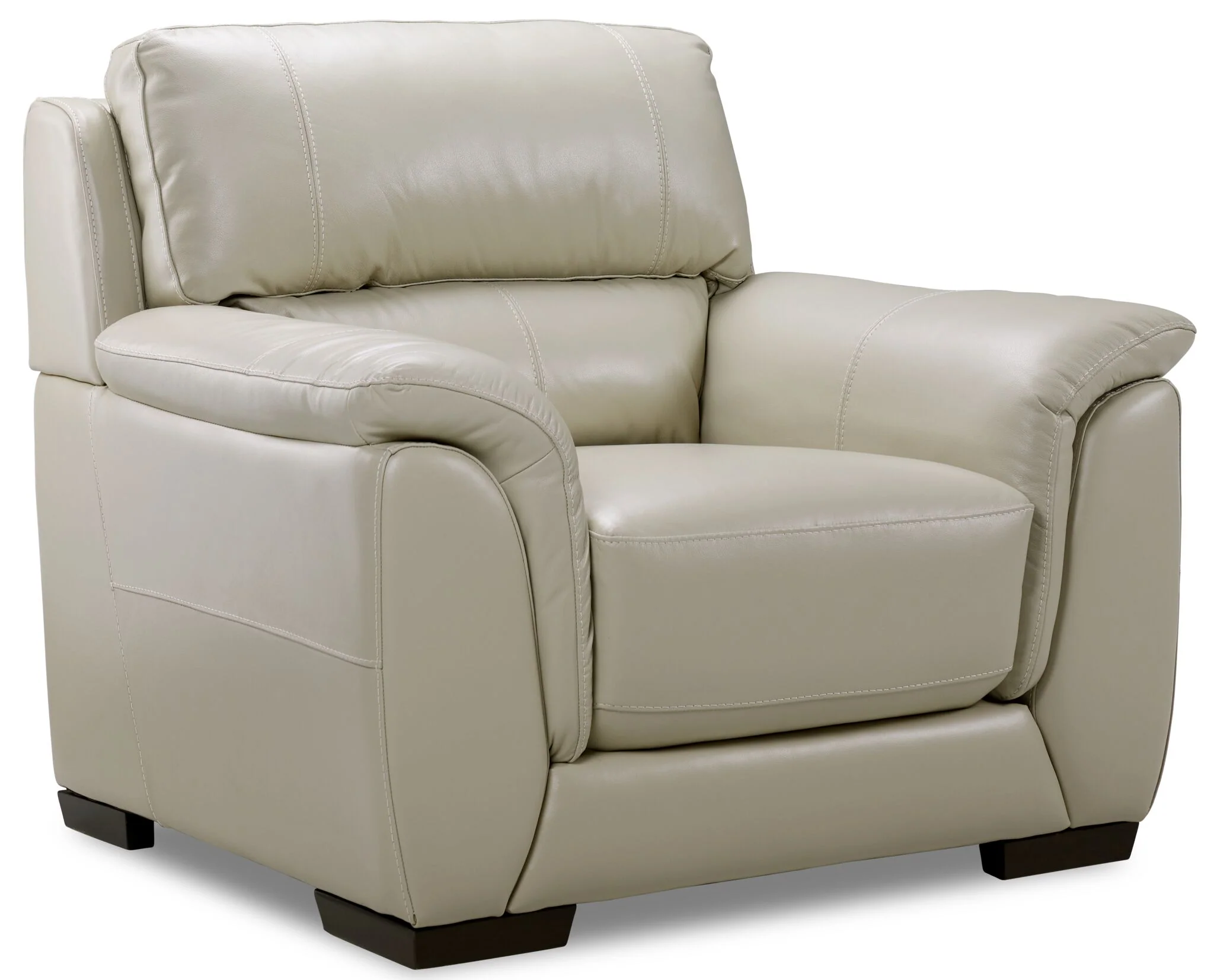 Avalon Leather Sofa and Chair Set - Oyster Grey Cream - Image 3