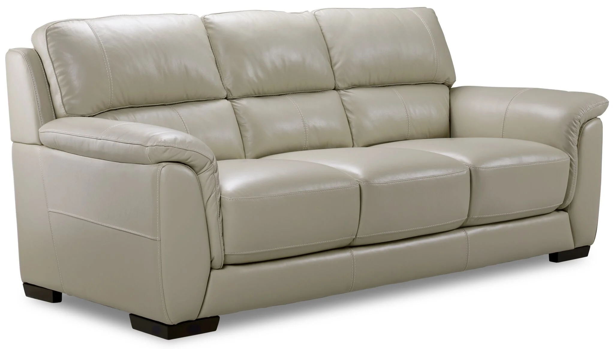 Avalon Leather Sofa, Loveseat and Chair Set - Oyster Grey Cream - Image 2