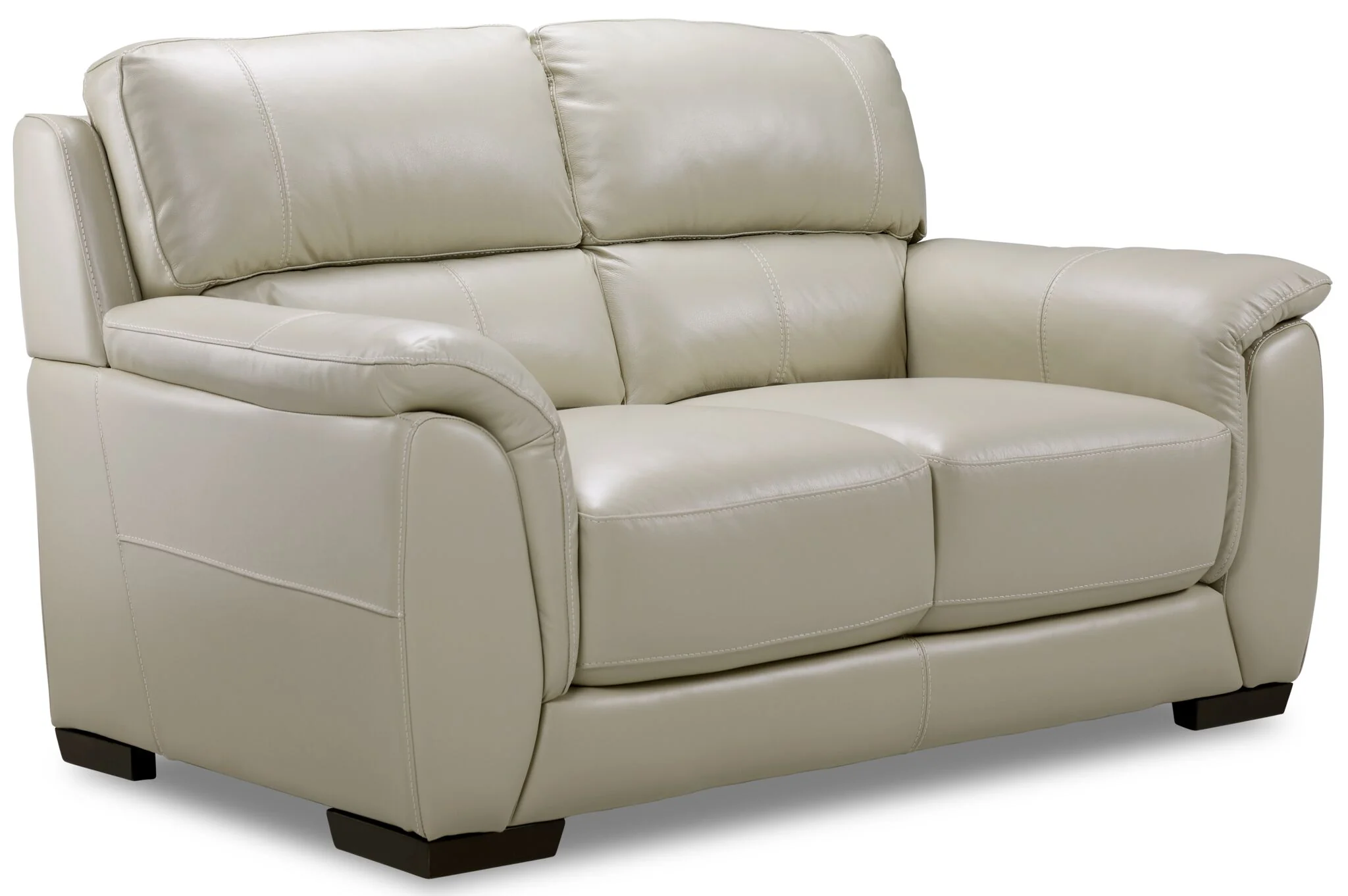 Avalon Leather Sofa, Loveseat and Chair Set - Oyster Grey Cream - Image 3