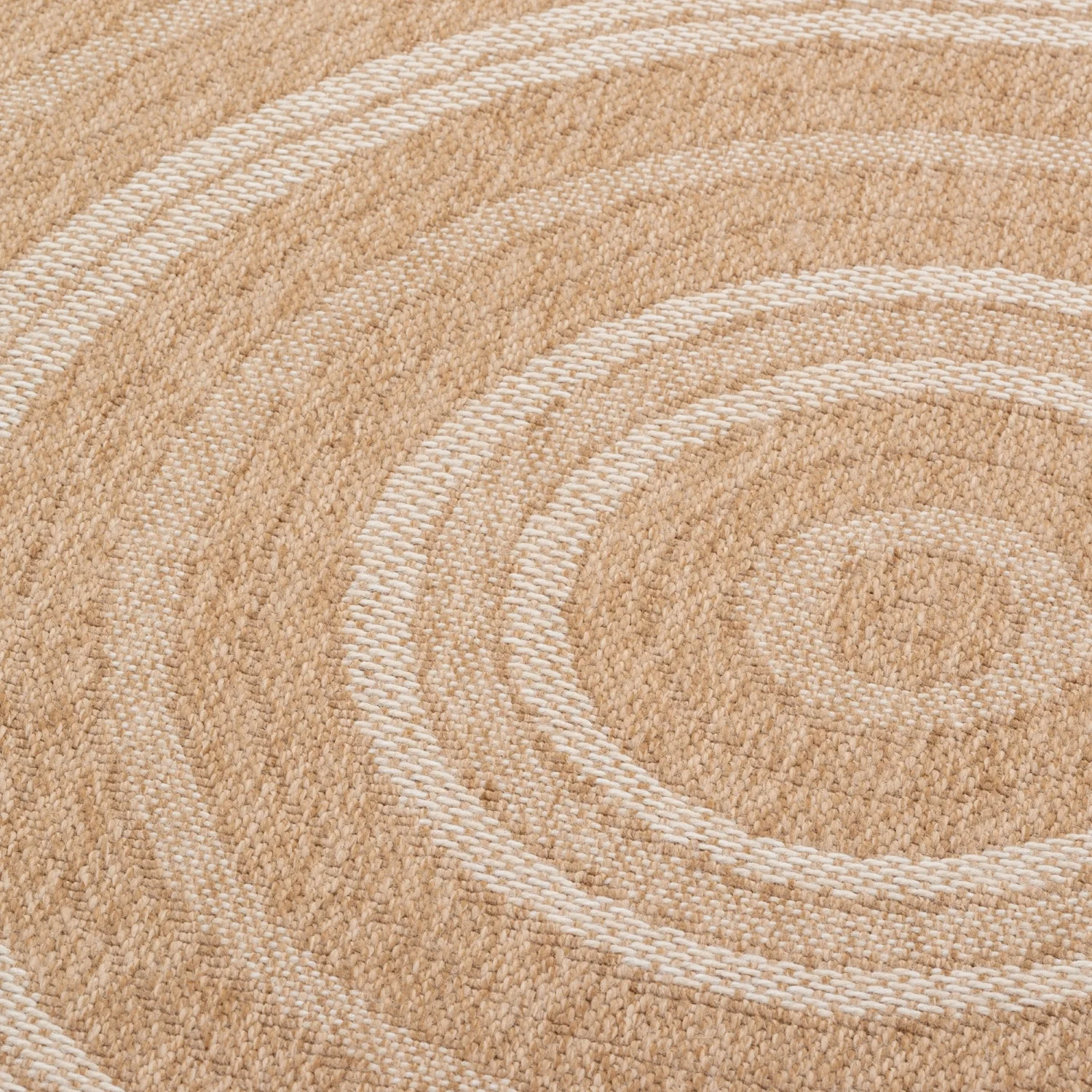 Avanos Circles Indoor/Outdoor Rug - 6ft Round - Beige/White - Image 4