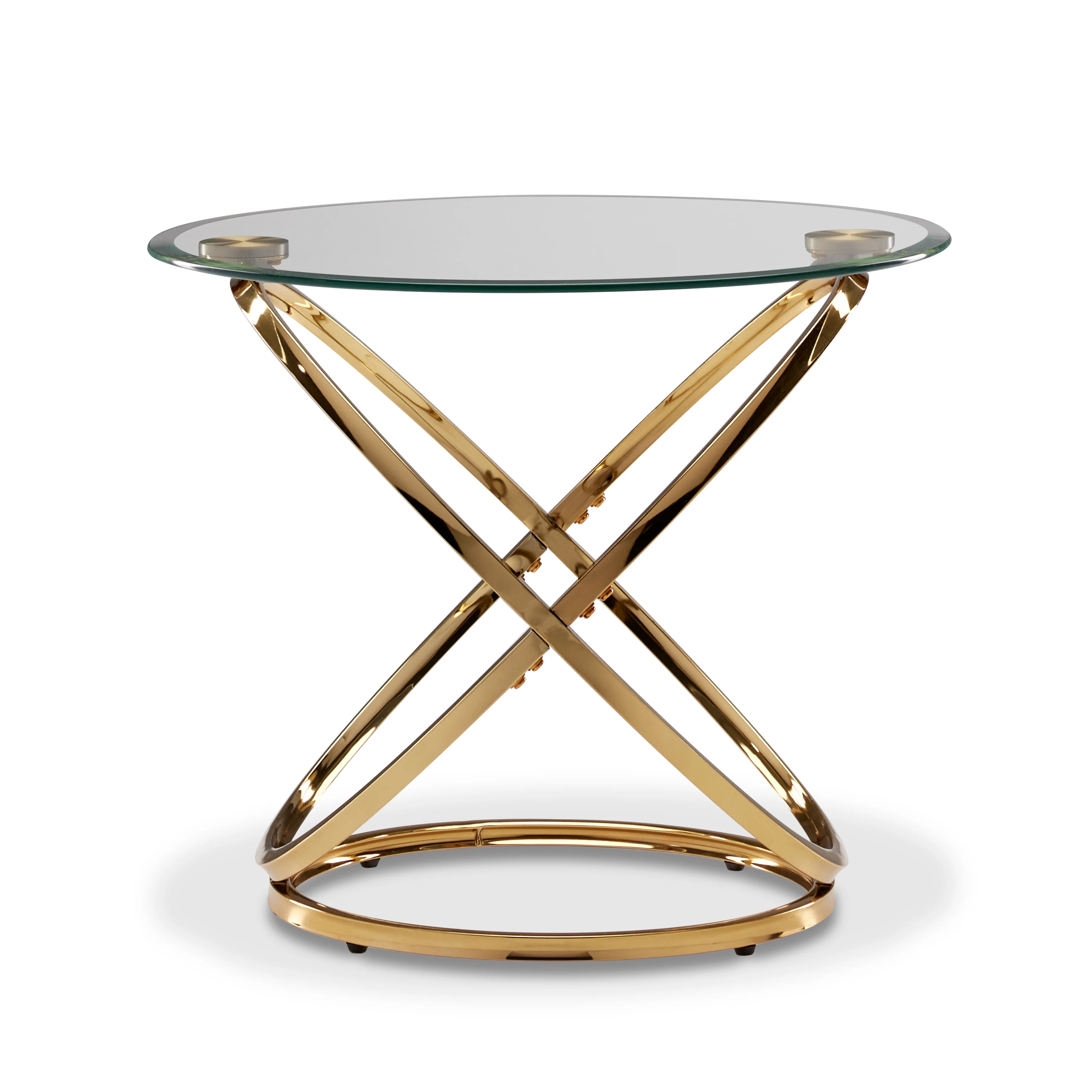 Axis 26" End Table - Glass and Gold - Image 2