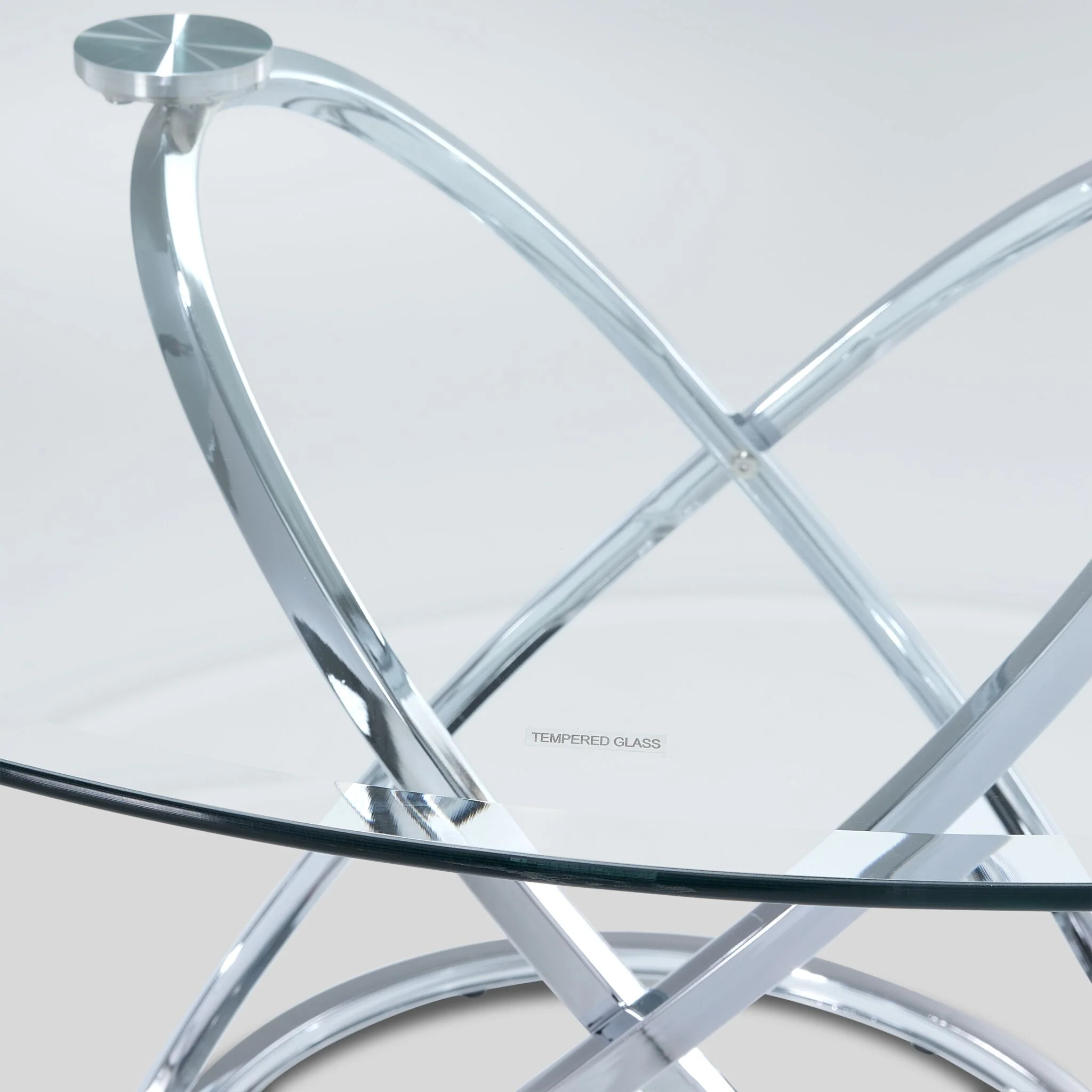 Axis Round Dining Table - Glass and Chrome - Image 2