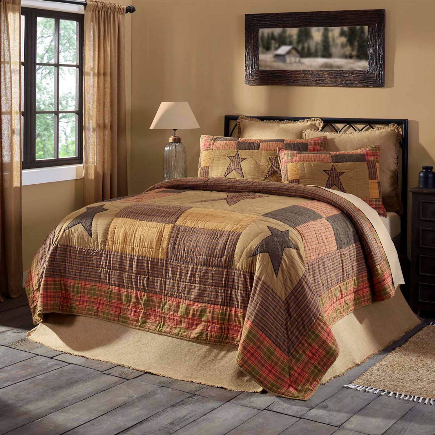 Ballard Twin Quilt - Dark Khaki/Orange