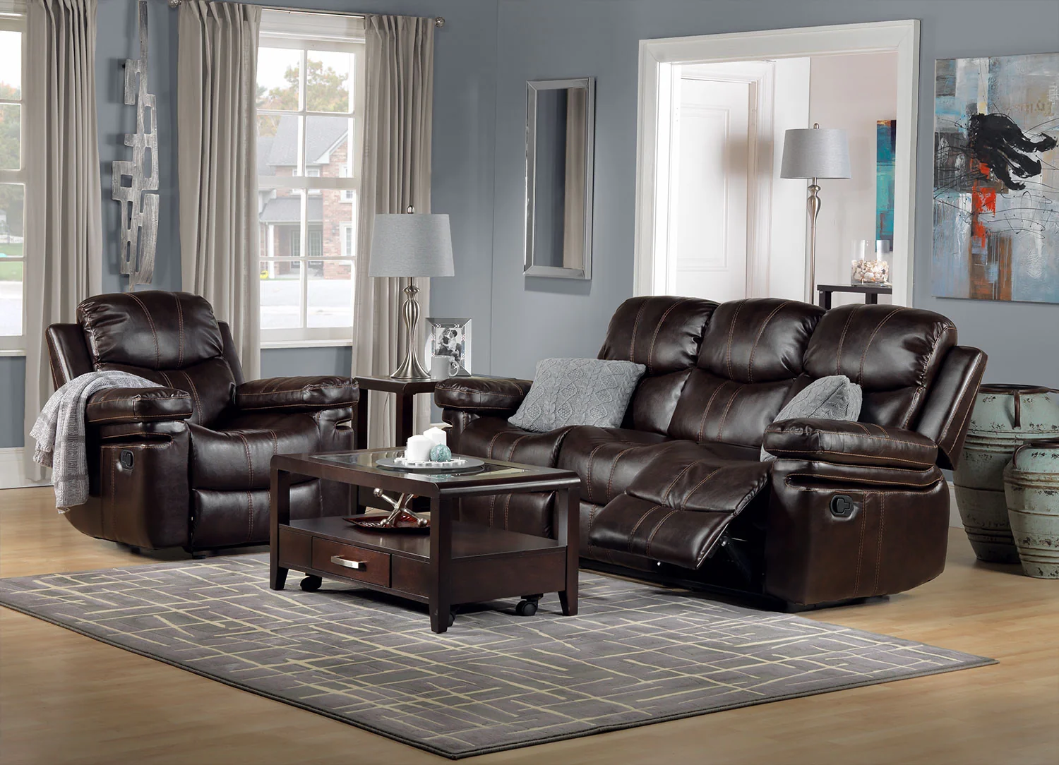 Barcelona Reclining Sofa - Brown - Image 11