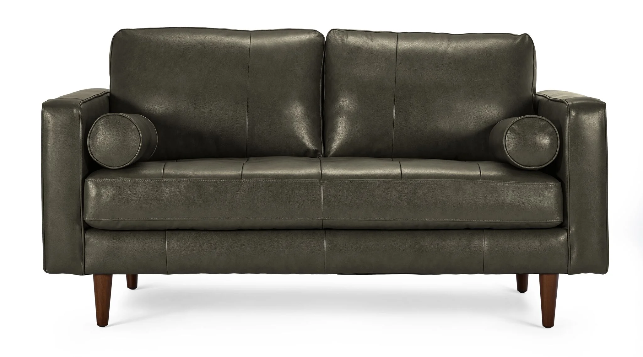 Bari Leather Loveseat - Charcoal - Image 2