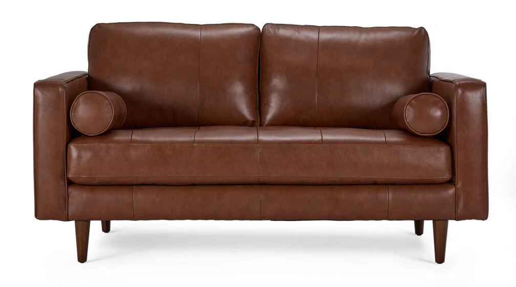 Bari Leather Loveseat - Cobblestone - Image 2