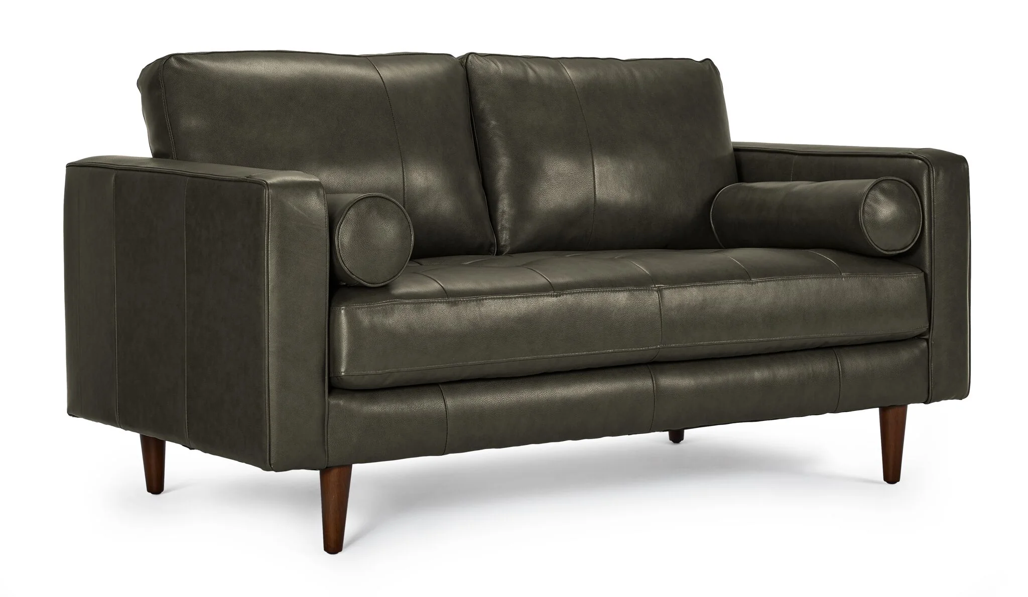 Bari Leather Sofa and Loveseat Set - Charcoal - Image 3