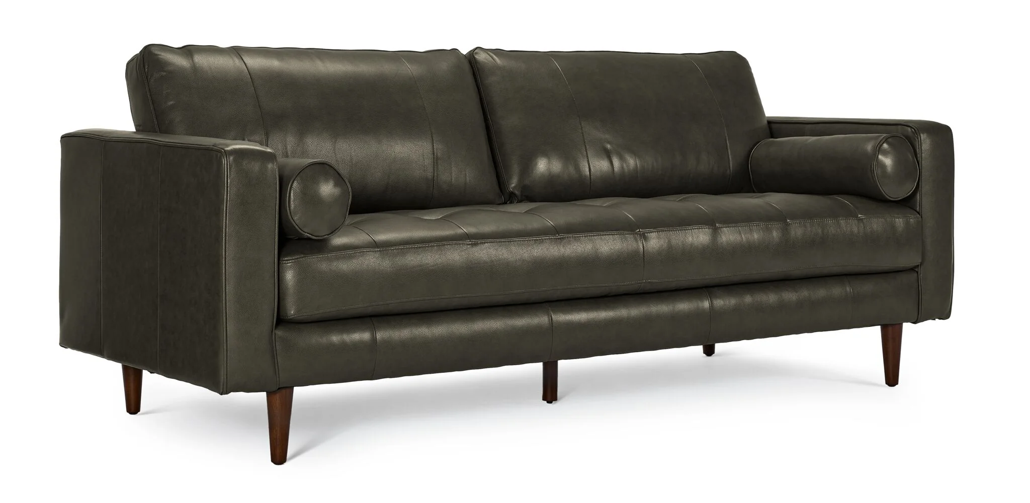 Bari Leather Sofa, Loveseat and Chair Set - Charcoal - Image 2
