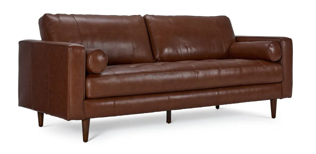 Bari Leather Sofa, Loveseat and Chair Set - Cobblestone - Image 2