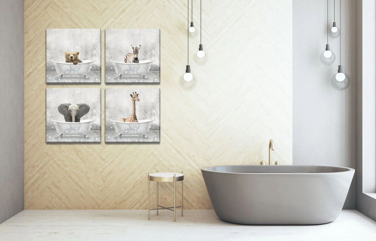 Bathtime Friends II Wall Art - Grey/White - 18 X 18 - Image 2