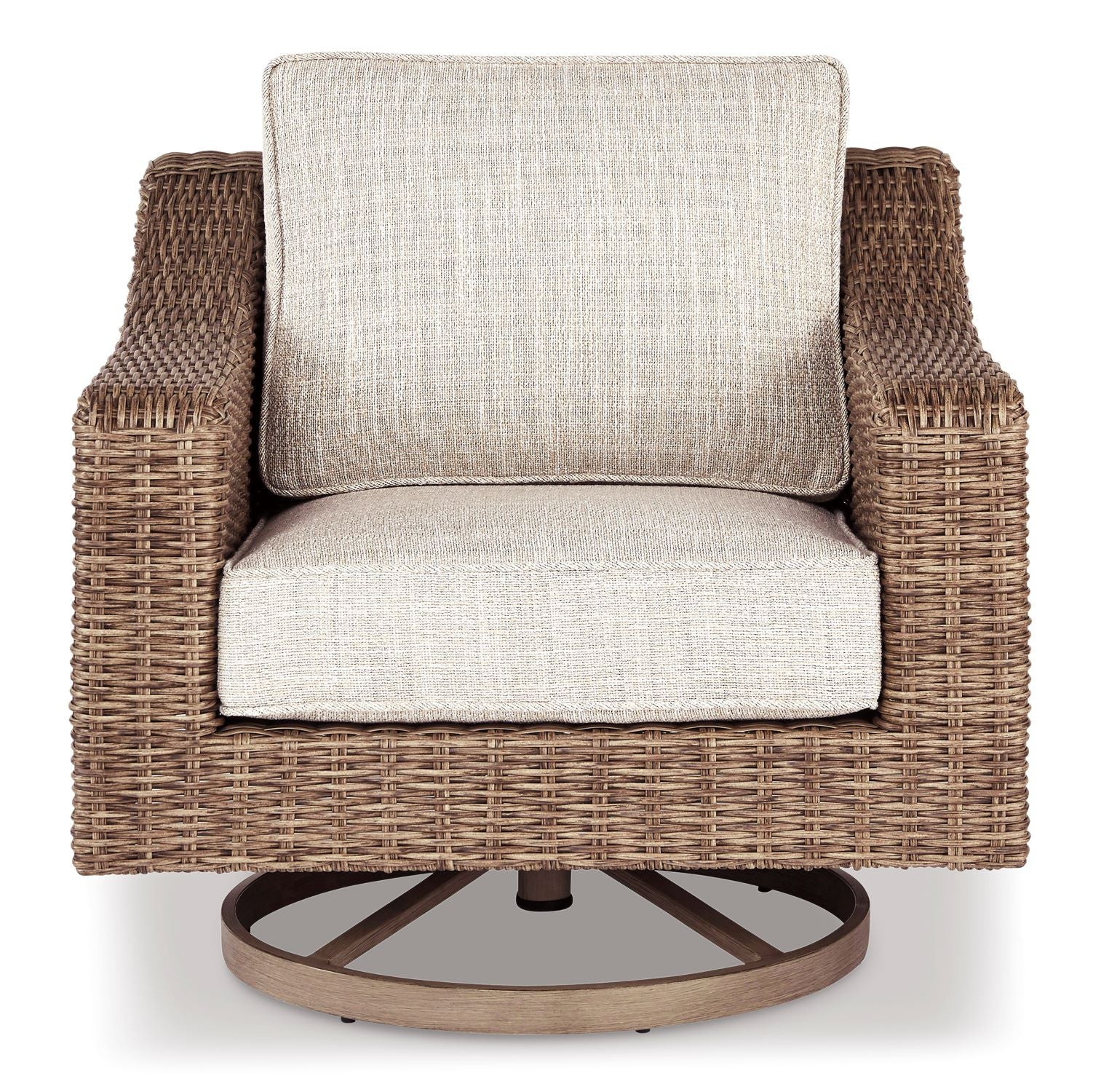 Beachcroft - Outdoor Swivel Chair - Beige, Brown - Image 3