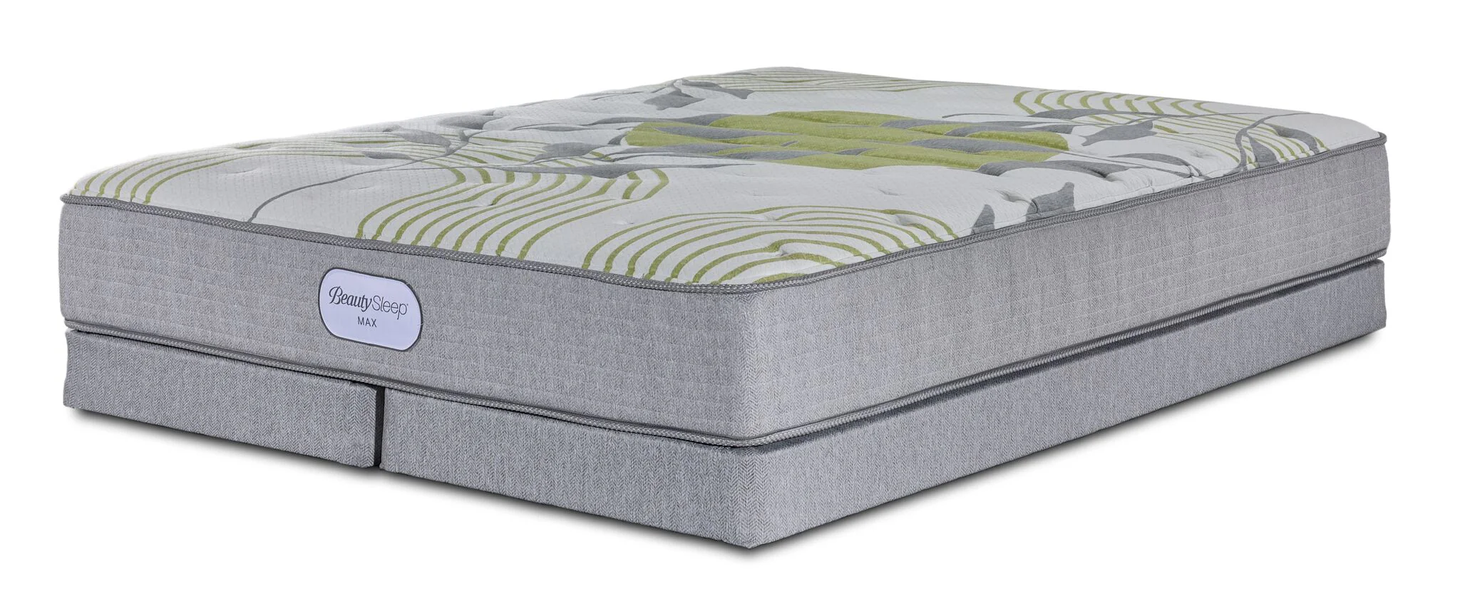BeautySleep Max Calm Tight Top Firm Queen Mattress and Low Profile Split Boxspring Set
