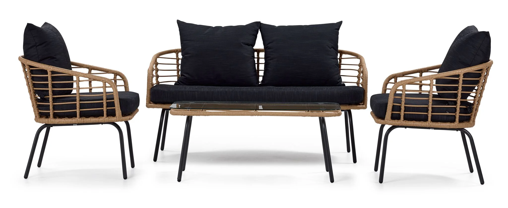 Belize 4 - Piece Outdoor Conversation Set - Beige & Black - Image 4