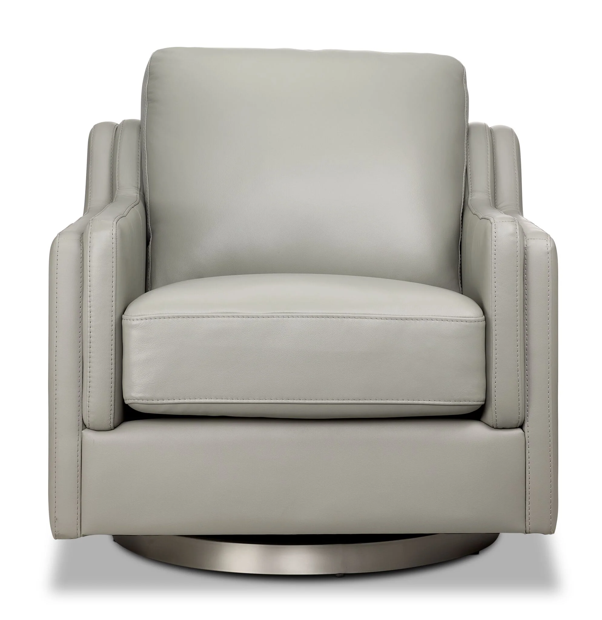 Bella Leather Swivel Chair - Grey - Image 2