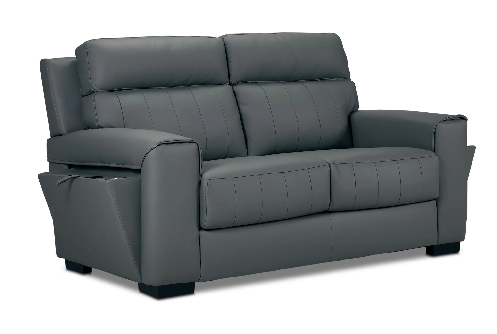Benevento Leather Loveseat - Steel - Image 3