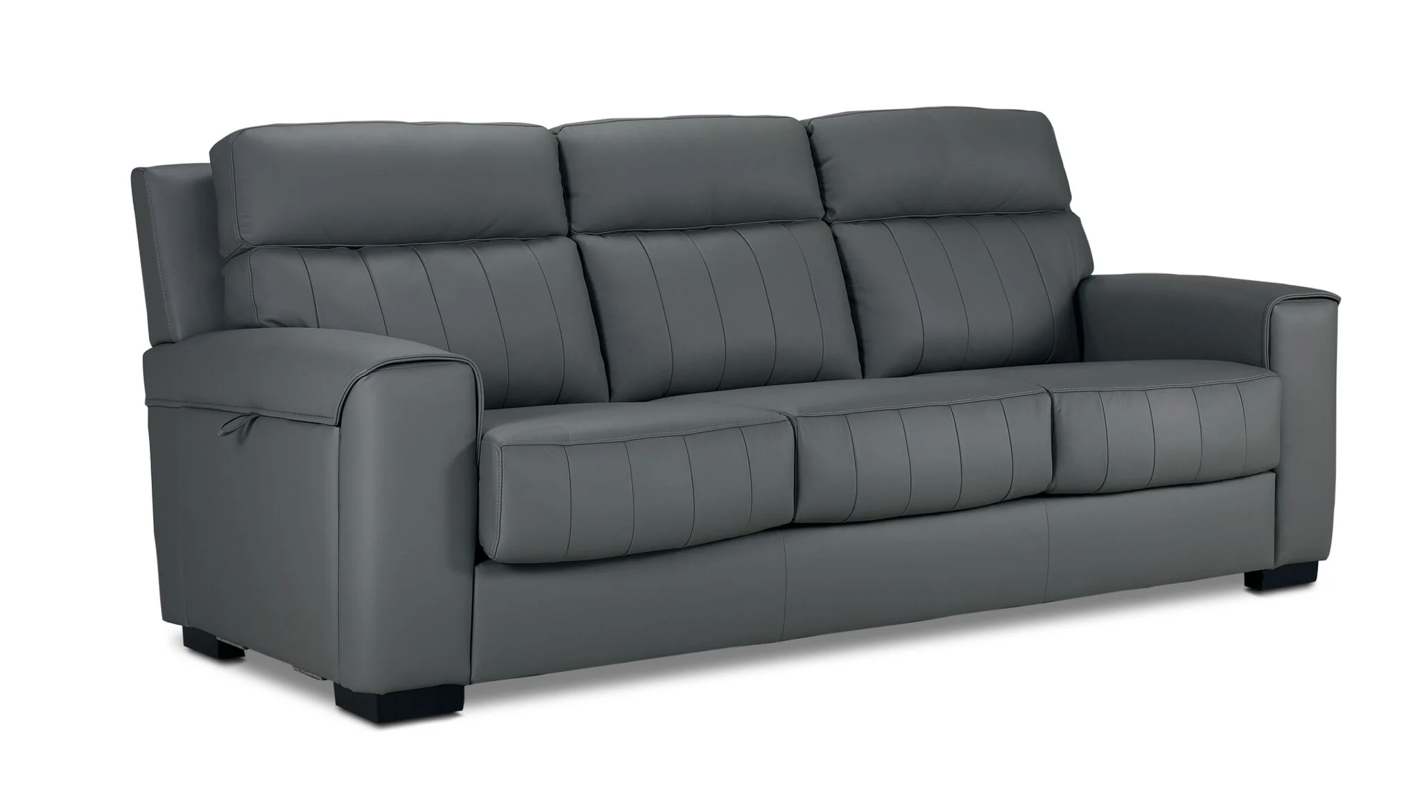 Benevento Leather Sofa and Loveseat Set - Steel - Image 2