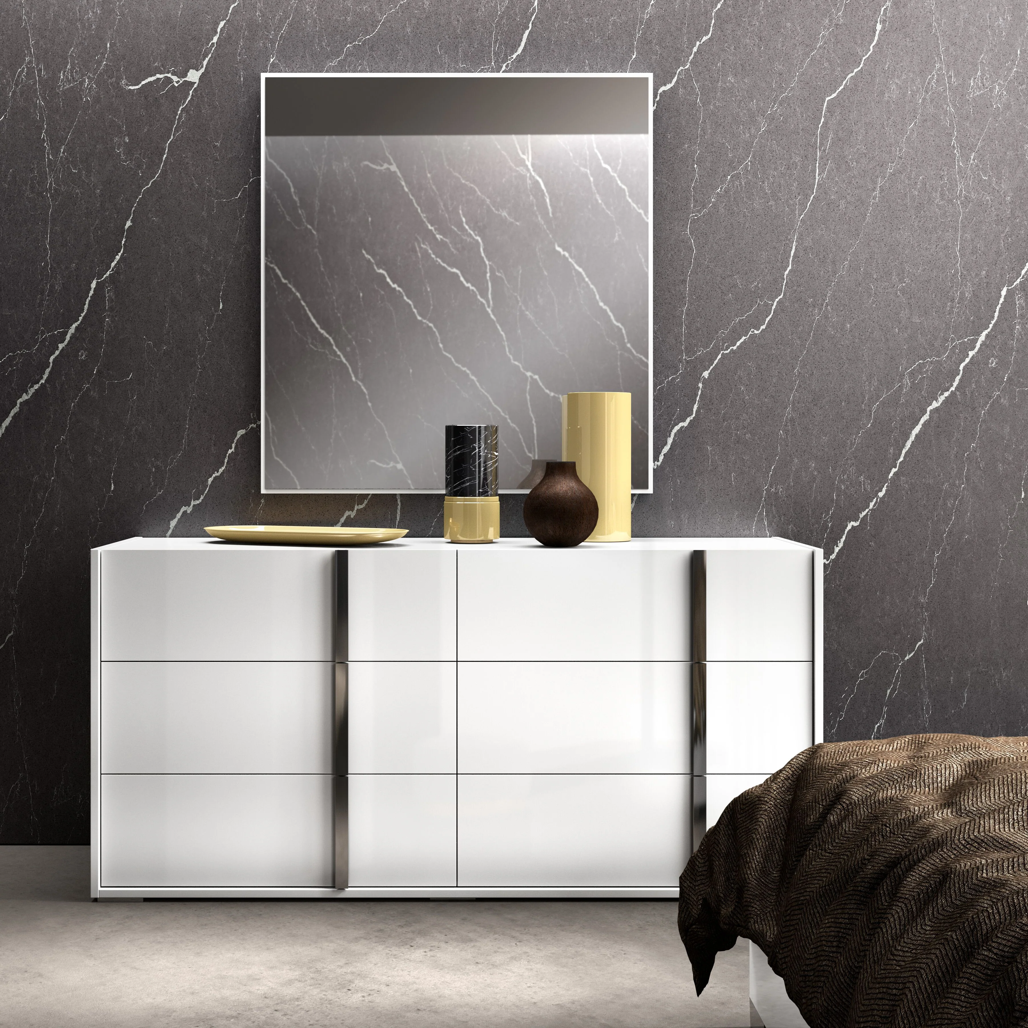 Bianca 6 Drawer Dresser - White Lacquer - Image 3