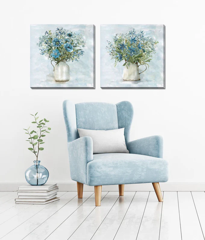 Blue Blooms I Wall Art - Blue/Green/White - 24 X 24 - Image 2
