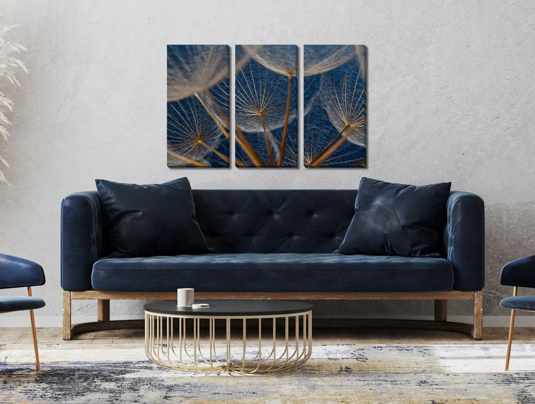 Blue Dandelions Wall Art - Blue - 45 X 30 - Set of 3 - Image 2