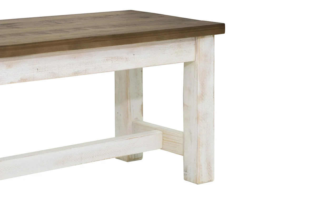 Borsgade Reclaimed Pine Bench - Antique White/Rustic Natural - Image 4