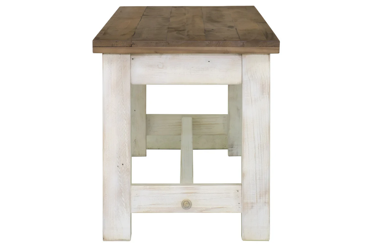 Borsgade Reclaimed Pine Bench - Antique White/Rustic Natural - Image 6