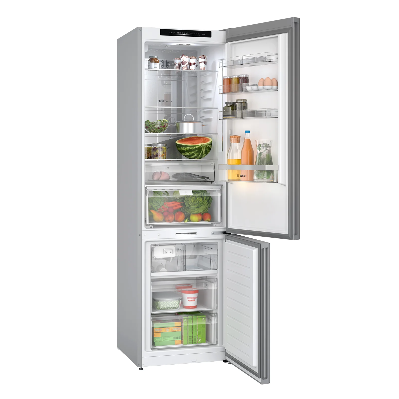 Bosch 24" 12.8 Cu. Ft. White Glass Smart Counter-Depth Bottom-Freezer Refrigerator with Home Connect - B24CB80ESW - Image 2