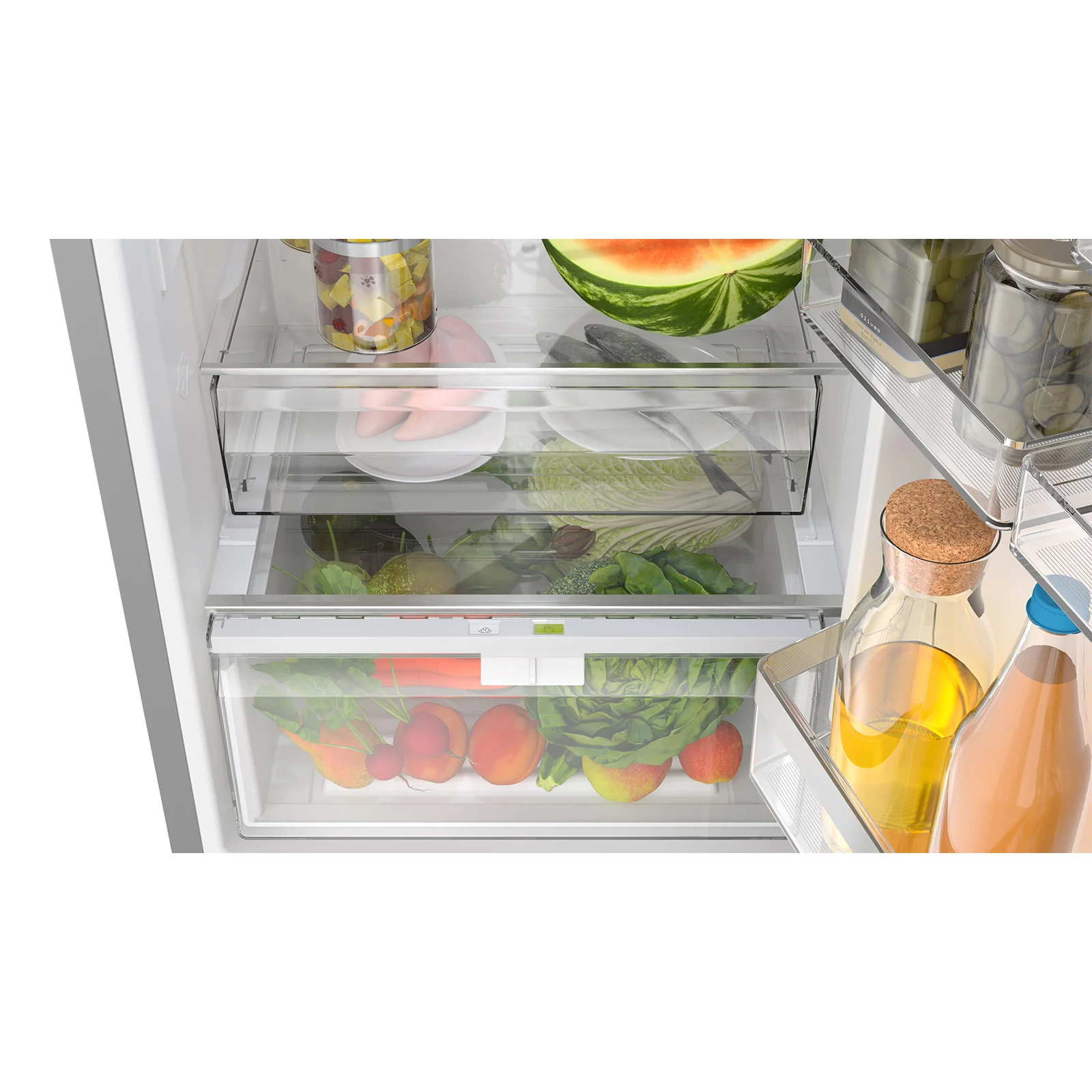 Bosch 24" 12.8 Cu. Ft. White Glass Smart Counter-Depth Bottom-Freezer Refrigerator with Home Connect - B24CB80ESW - Image 4