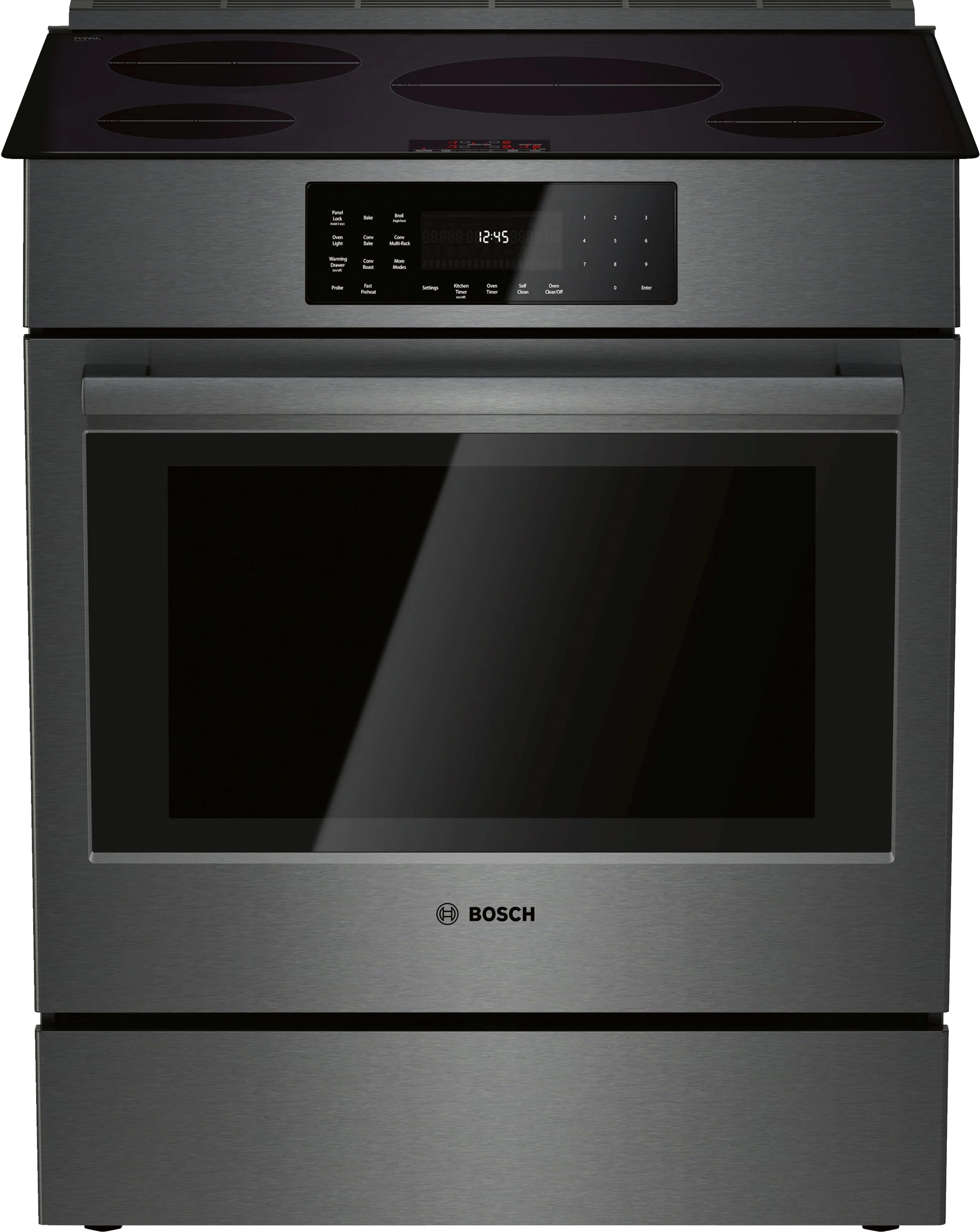 Bosch 30" Black Stainless Steel Induction Slide-In Range - HII8046C