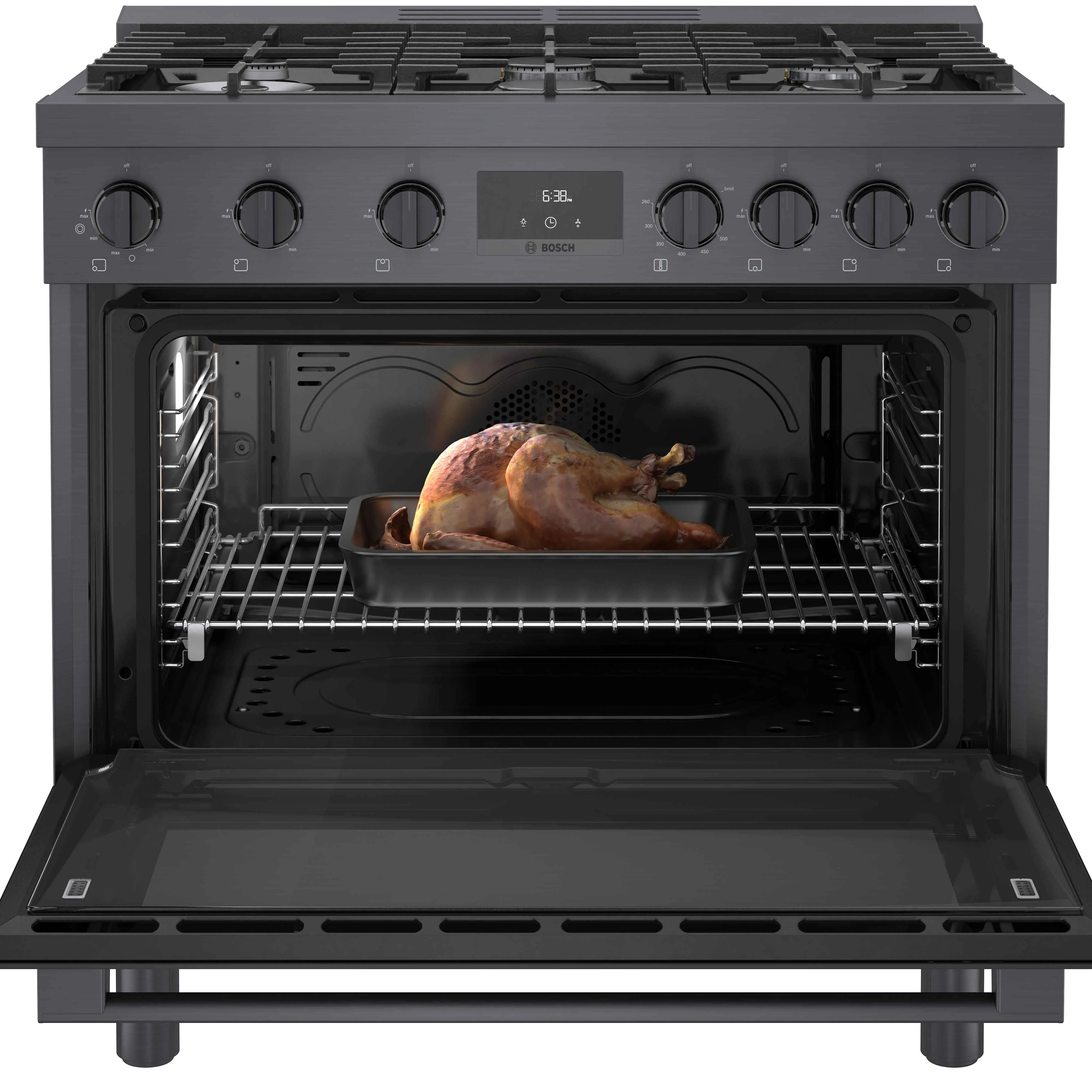 Bosch 36" Industrial Style Gas Range Black Stainless Steel - HGS8645UC - Image 14