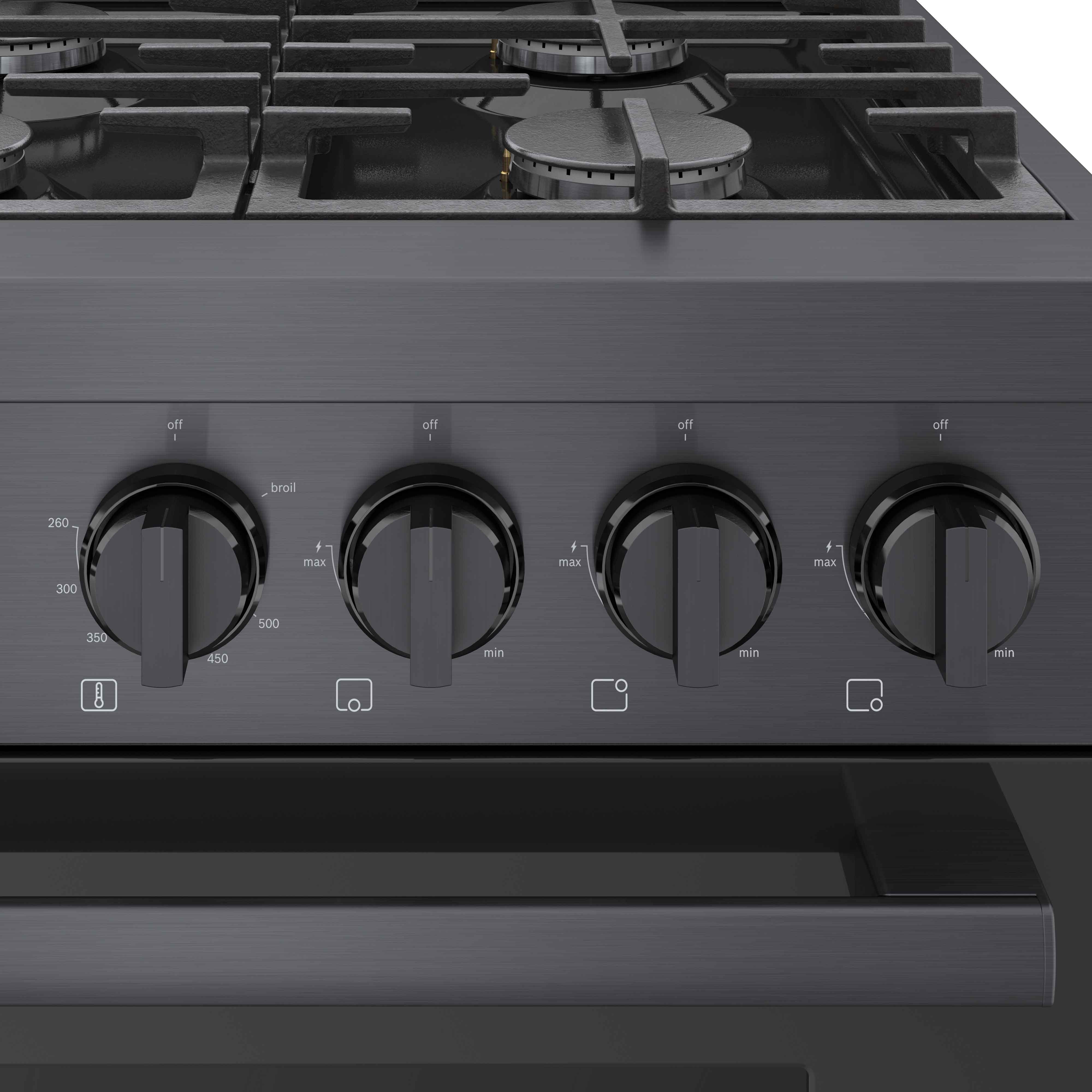 Bosch 36" Industrial Style Gas Range Black Stainless Steel - HGS8645UC - Image 7