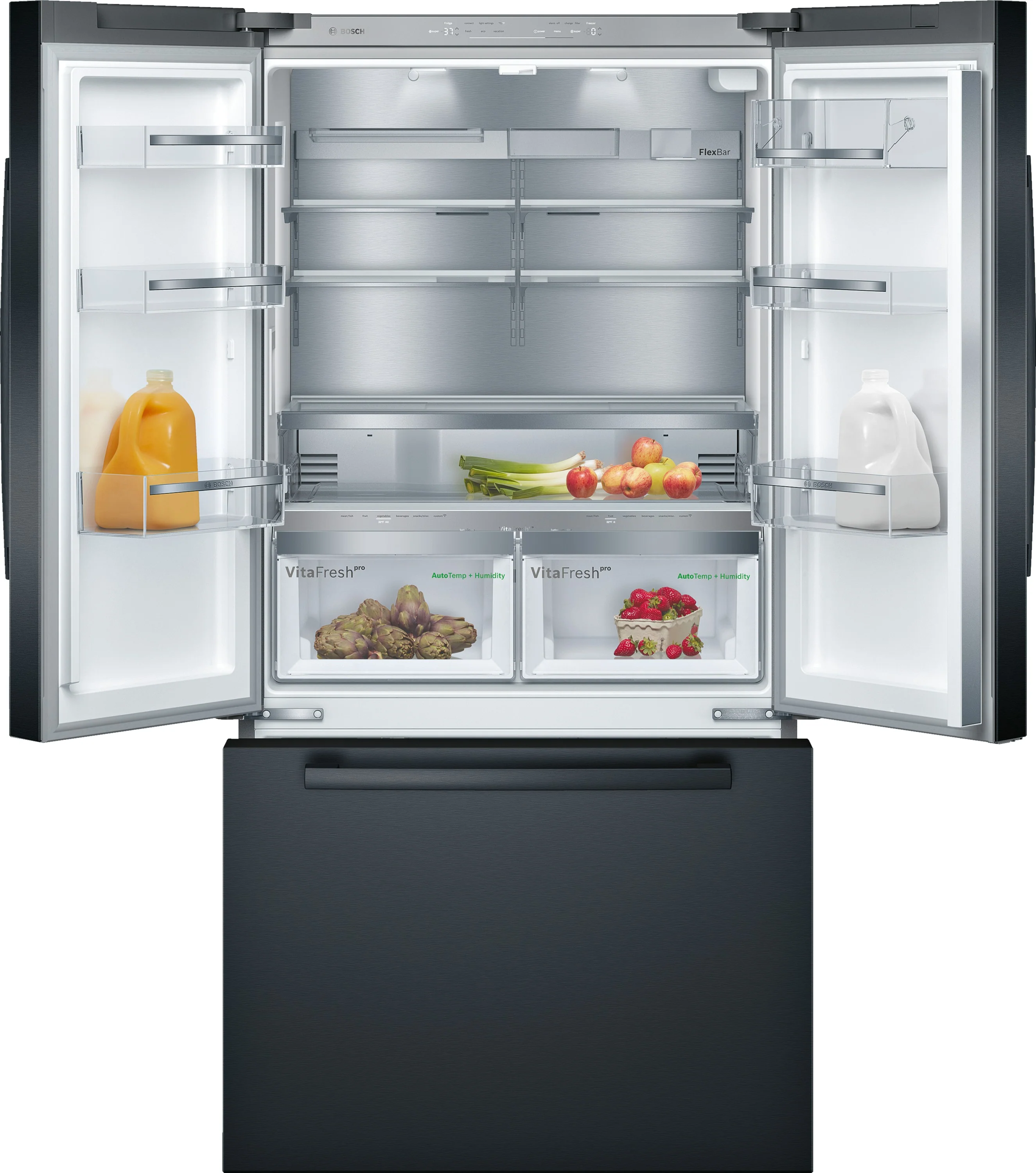 Bosch 800 Series 36"  20.8 Cu. Ft. Black Stainless Steel Counter-Depth French Door Refrigerator - B36CT80SNB - Image 2