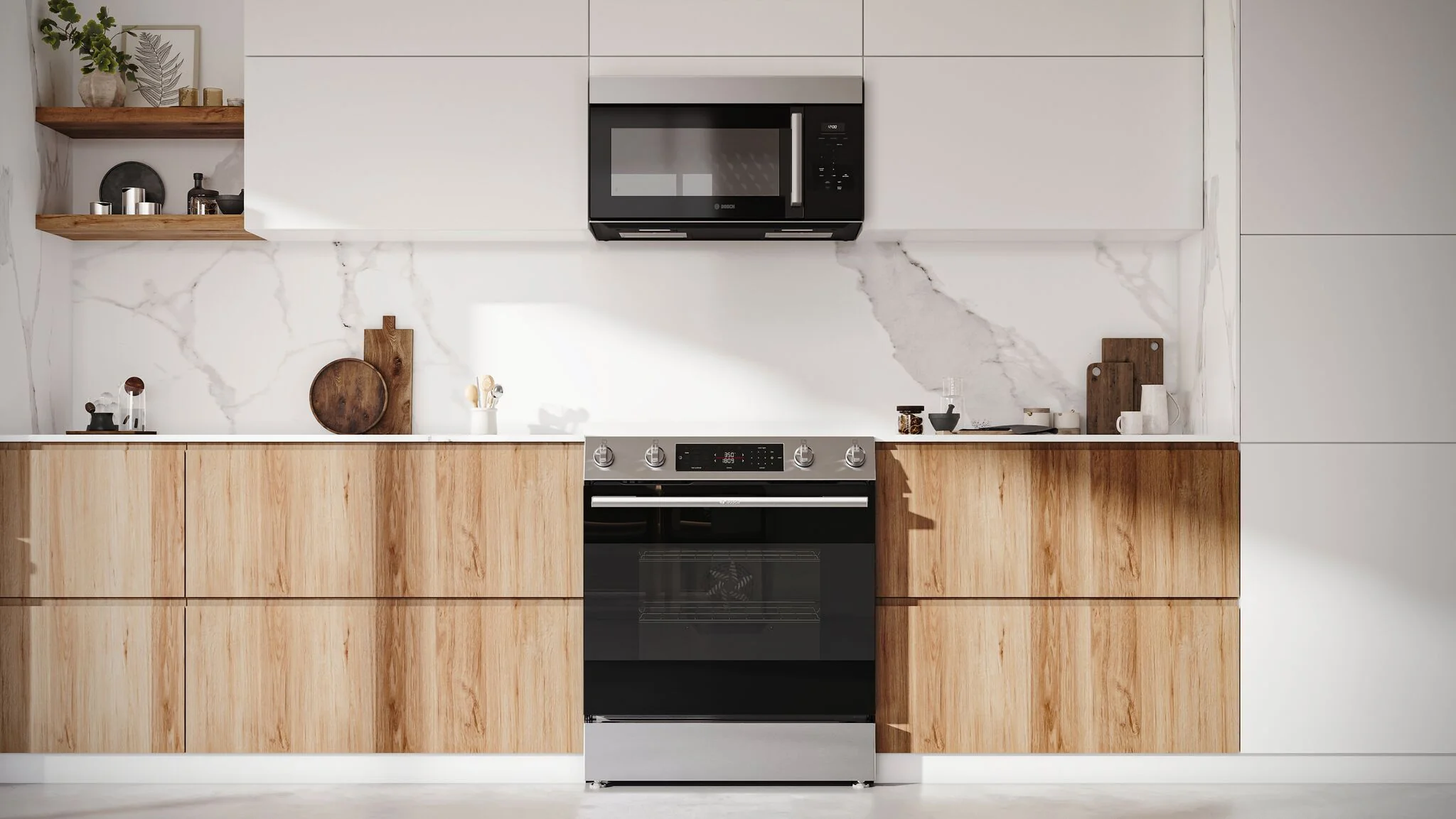 Bosch Stainless Steel 100 Series Slide-In Electric Range (5.8 Cu. Ft) - HEF1050MC - Image 3