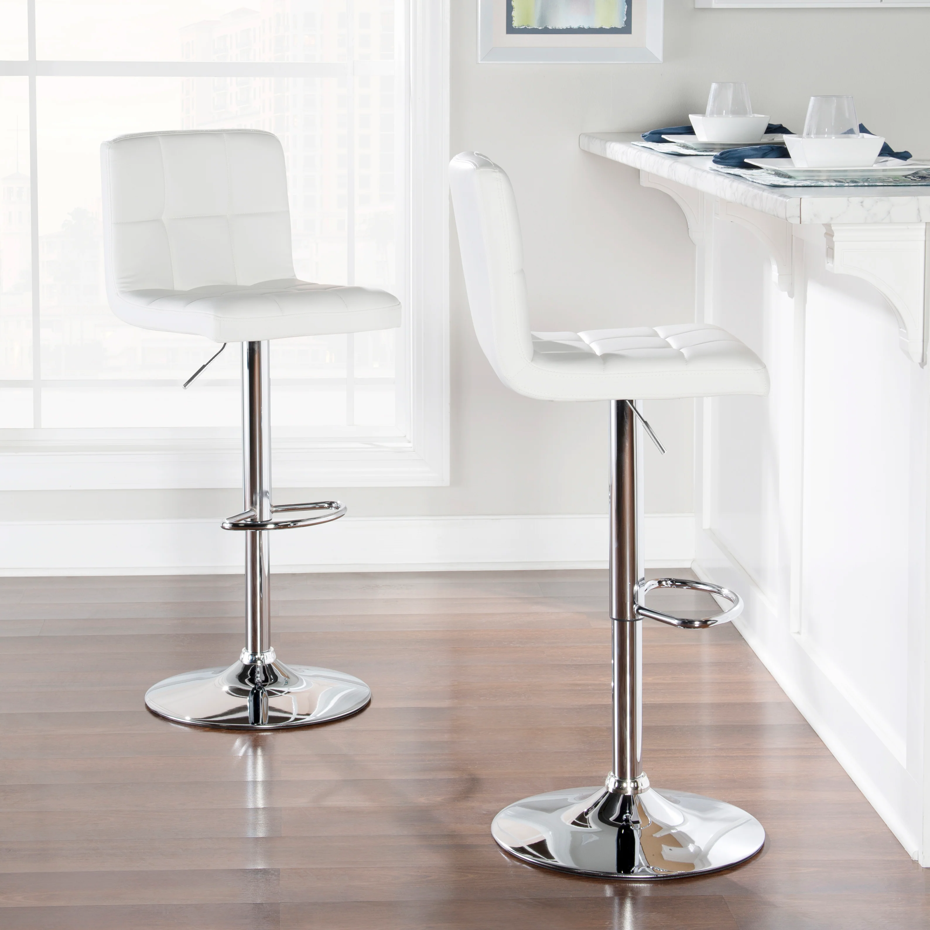 Brandt Bar Height Stool - White, Chrome - Image 2