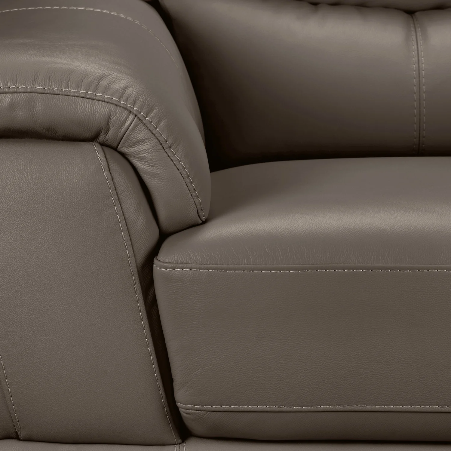 Braylon Leather Sofa - African Grey - Image 3