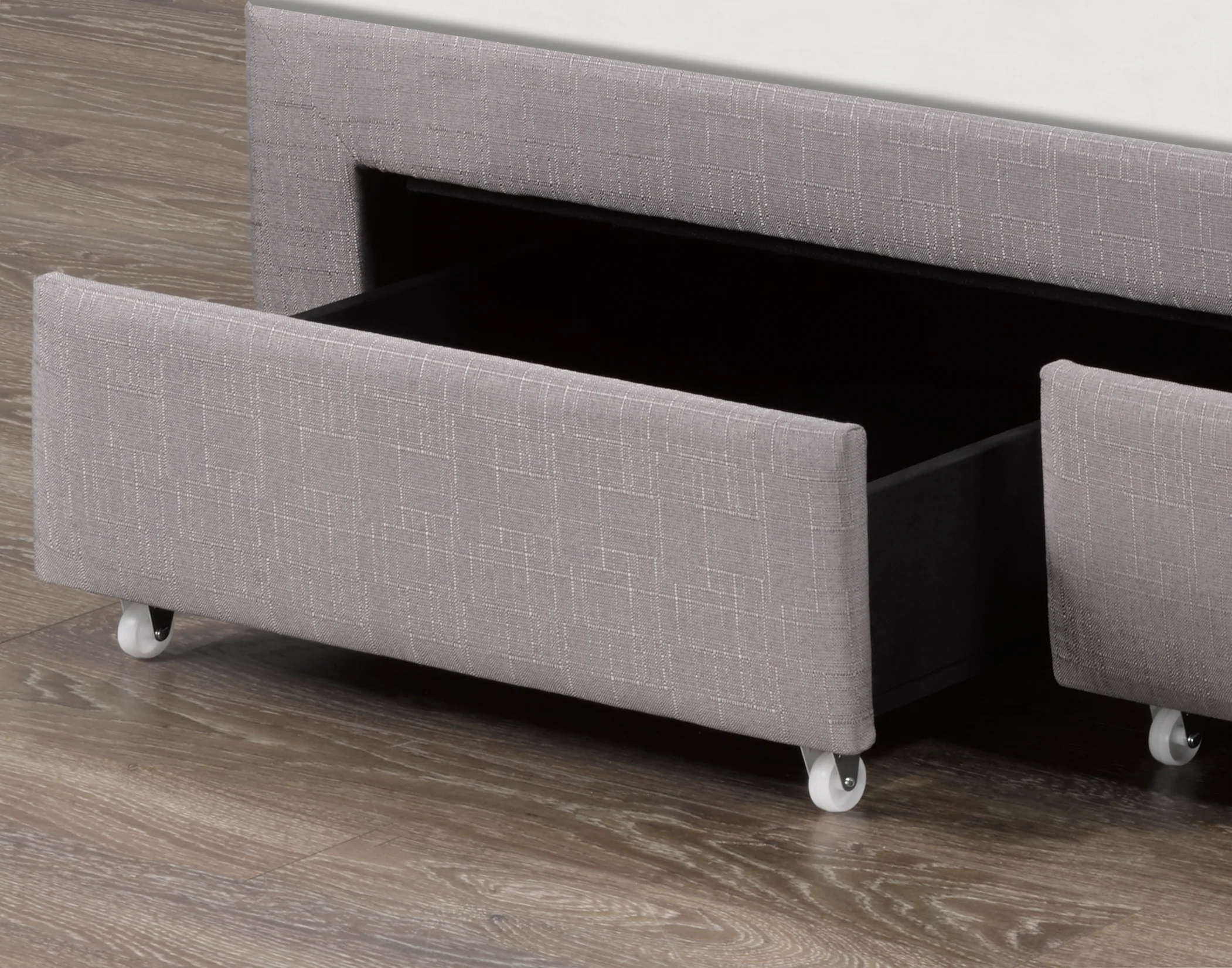 Brent Full Platform Bed Base With Drawers- Grey - Image 3