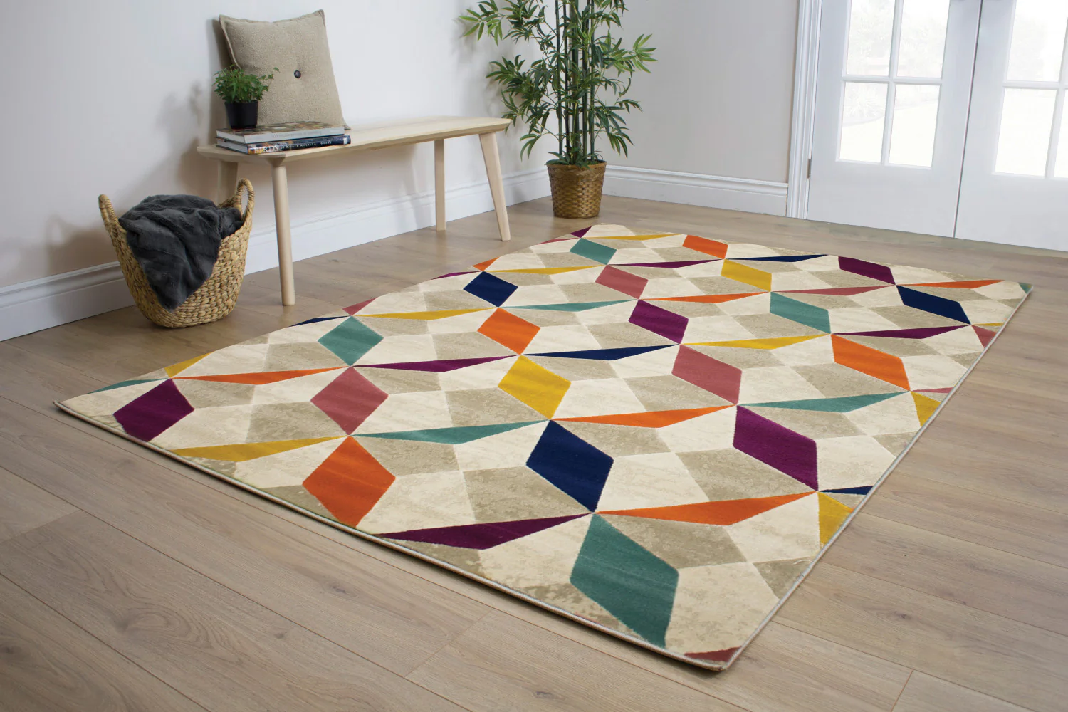 Brille Diamond Checkerboard Area Rug- 5' X 8' - Multi-Colour - Image 3