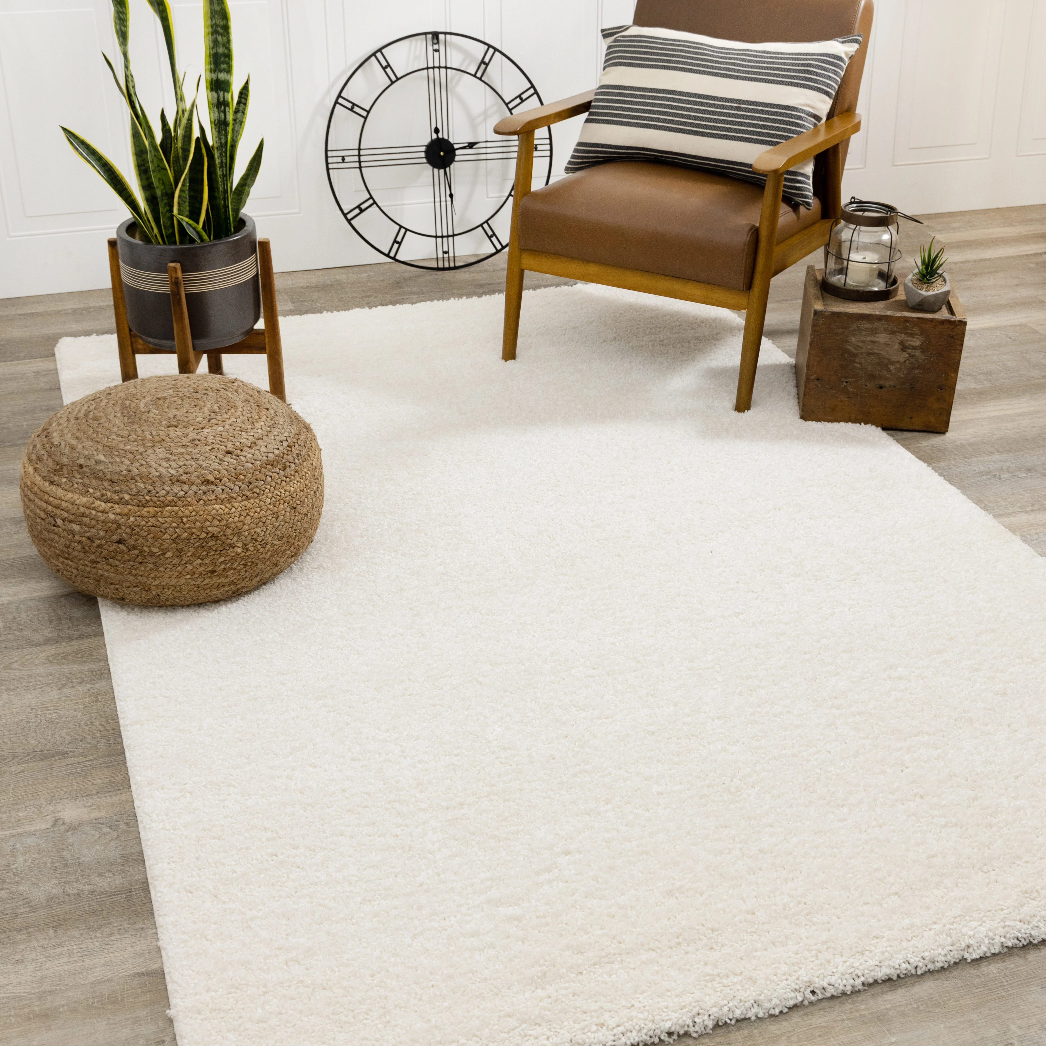 Brio 5'3" x 7'7" Shag Area Rug - Cream - Image 2