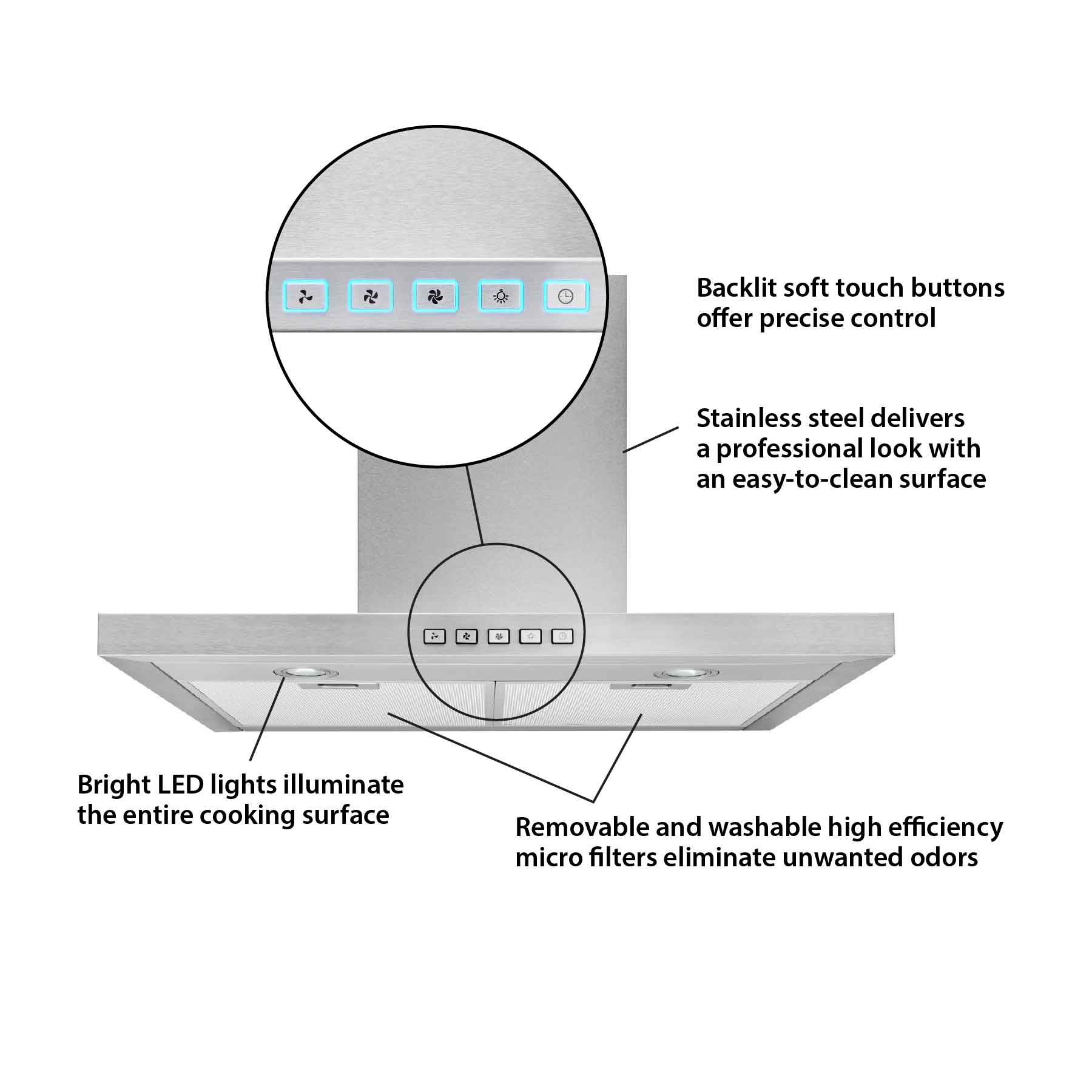 Broan Stainless Steel 30" 450 CFM Designer Chimney Range Hood - BWT1304SS - Image 10