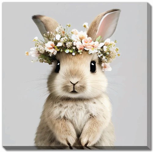 Bunny Royalty Wall Art - Brown/Beige - 38 X 38