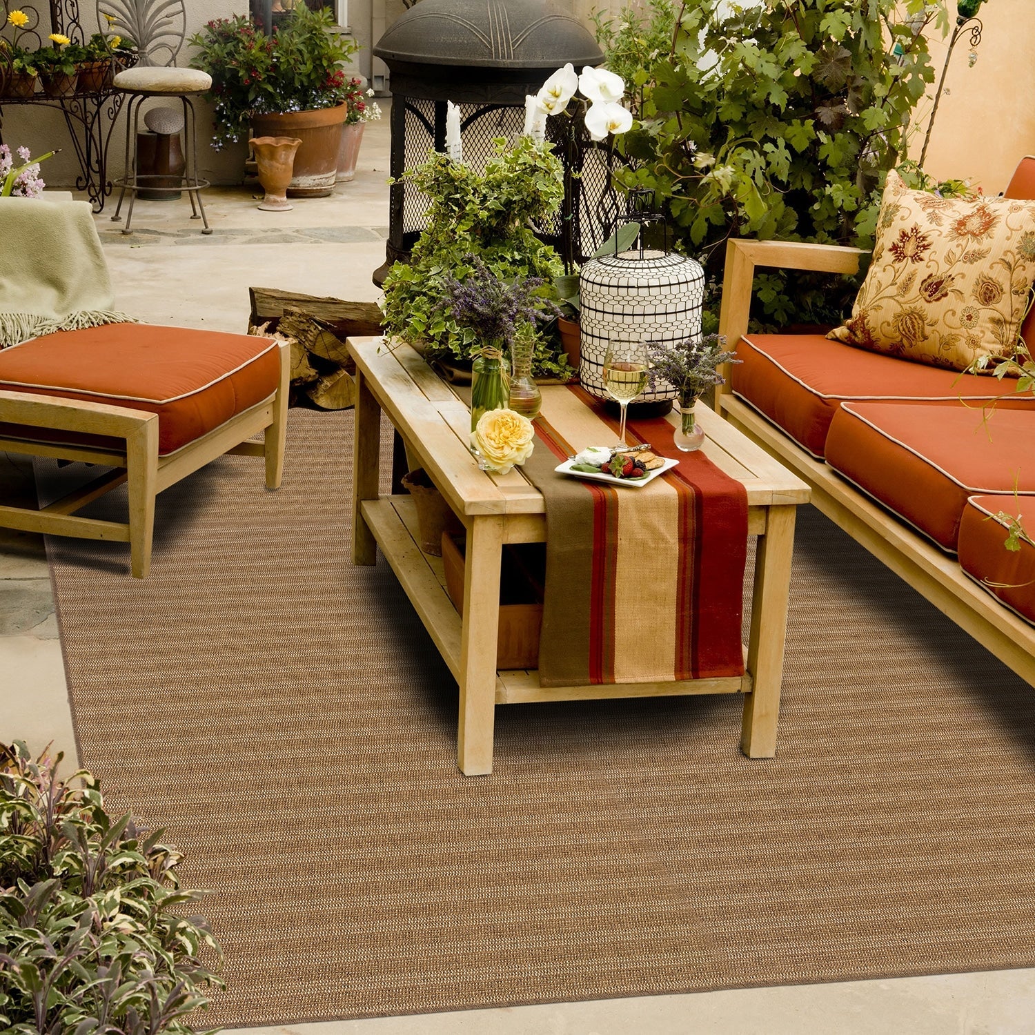 Cafe 001X3 Woven Stripe Indoor/Outdoor Area Rug (7'10" x 10'10") - Image 2