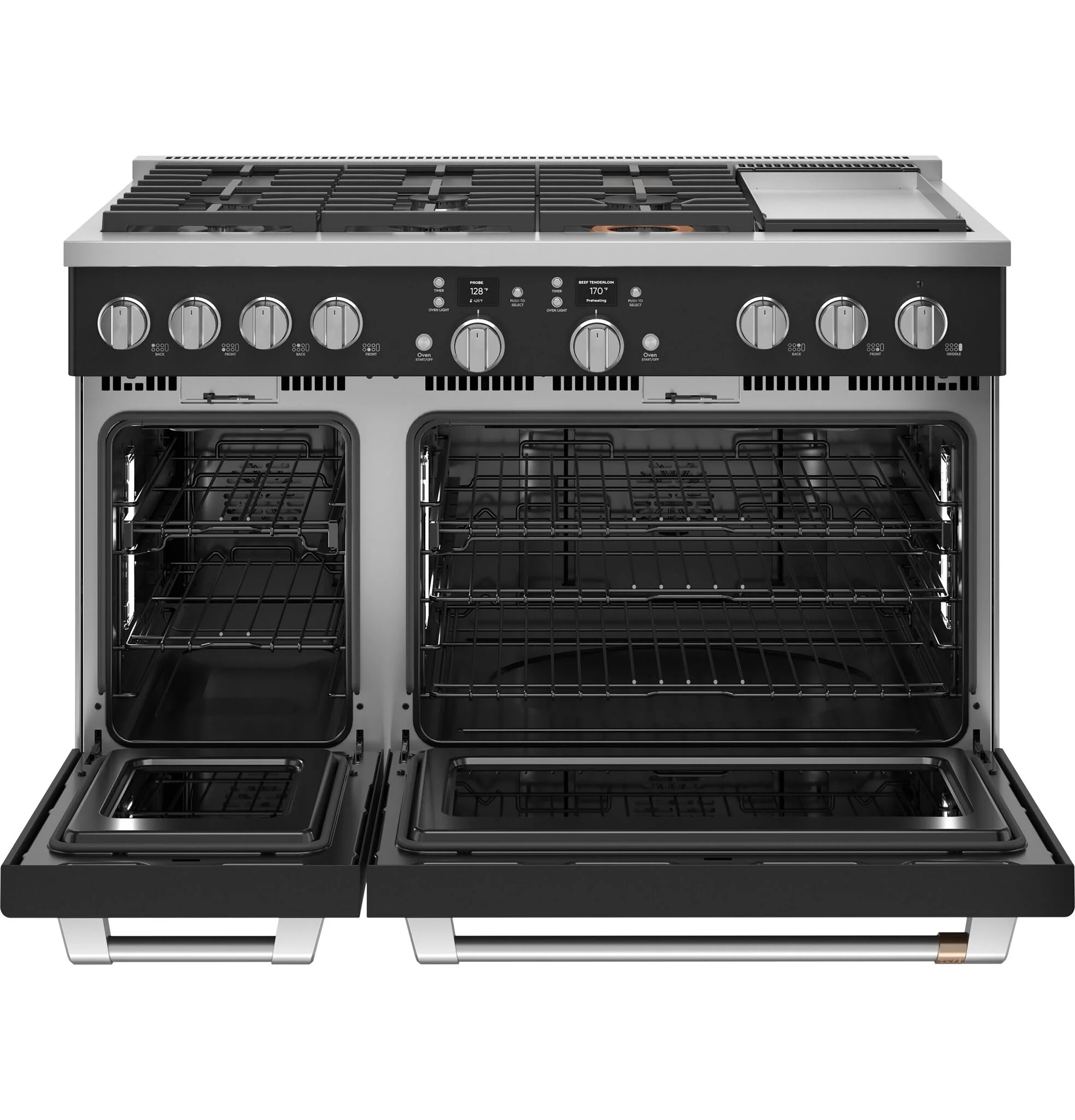 Café Black Matte Commercial-Style Smart Dual Fuel Range with No-Preheat Air Fry (8.25 Cu. Ft.) - C2Y486P3TD1 - Image 2