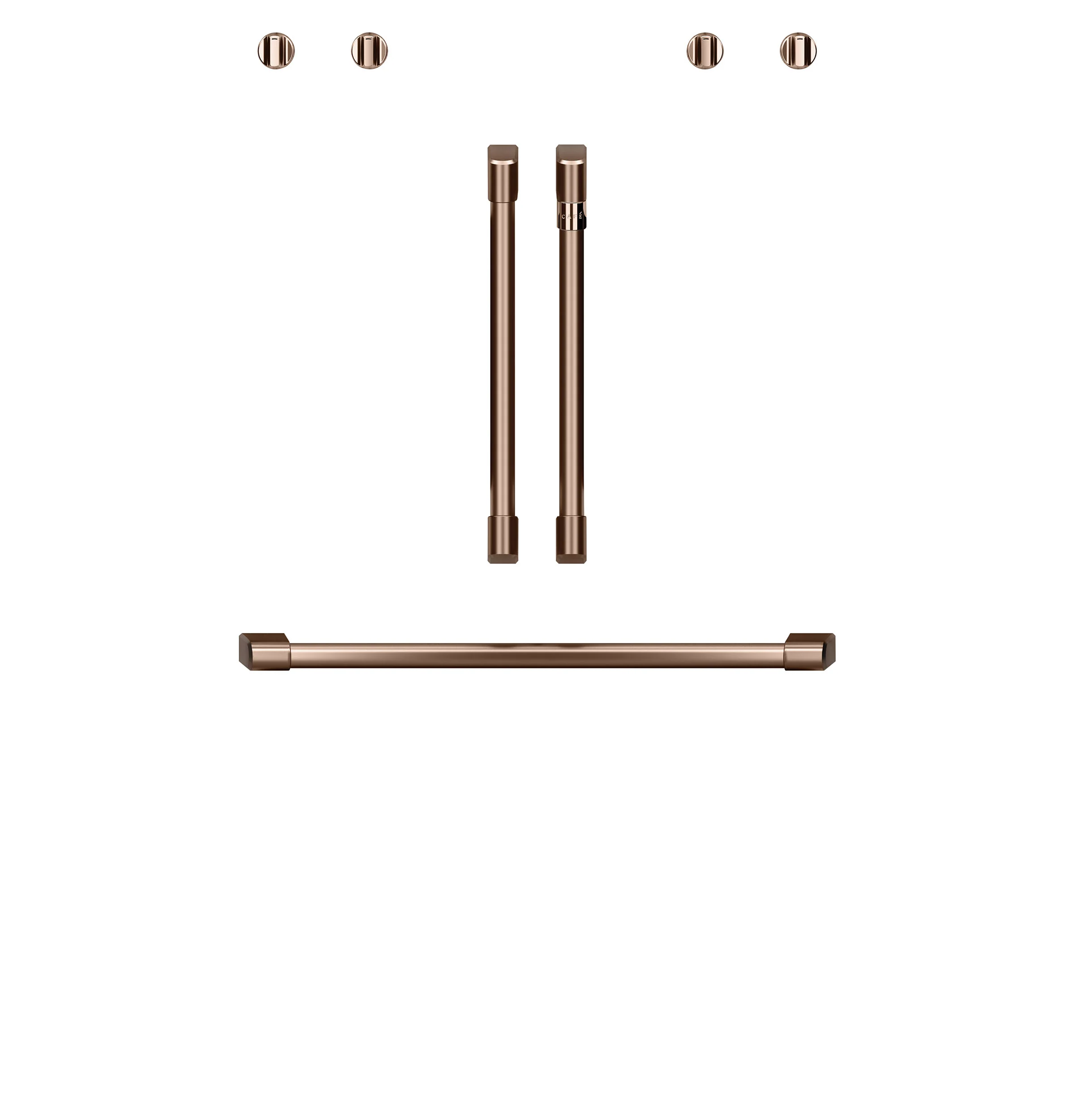 Café⹠Brushed Copper 2Pcs. French-Door Handles; 1Pc. 30" Handle; 4Pcs. Knobs Set - CXWDFHKPMCU