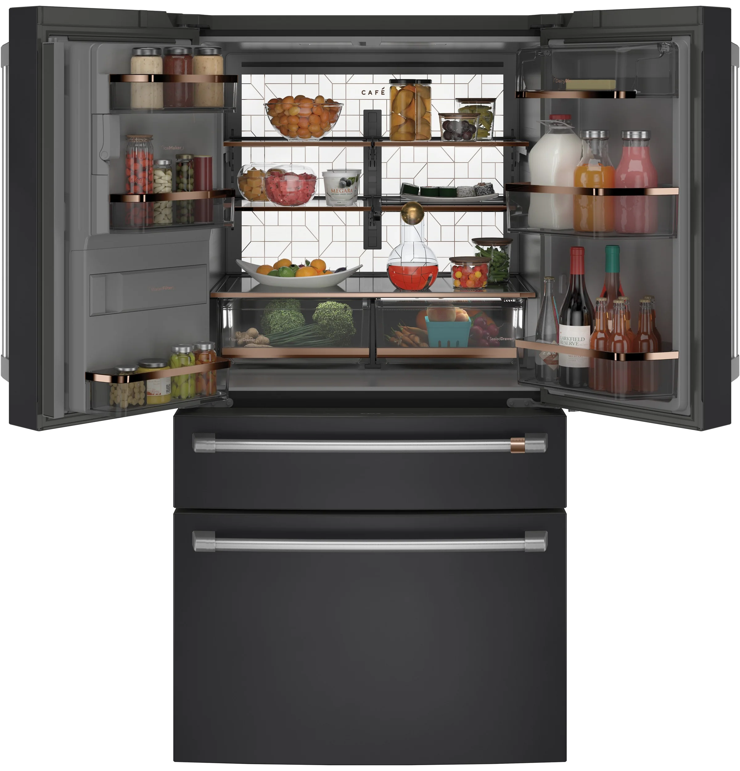 Café 36" 27.8 Cu. Ft. Matte Black 4-Door French Door Refrigerator - CVE28DP3ND1 - Image 3