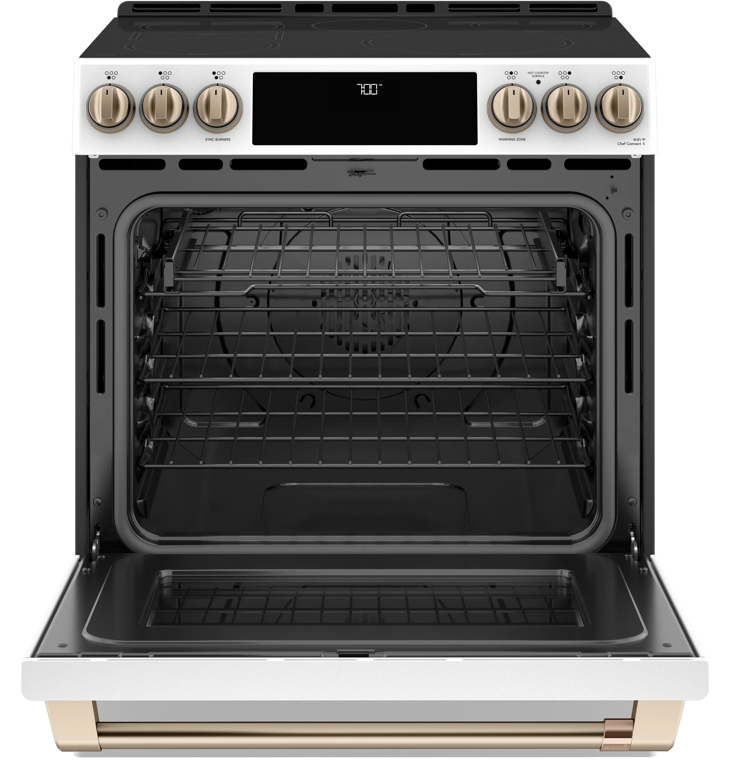 Café™ Matte White 30'' Slide-In Front Control Radiant and Convection Range with Air Fry and Warming Drawer (5.7 Cu.Ft)- CCES700P4MW2 - Image 3