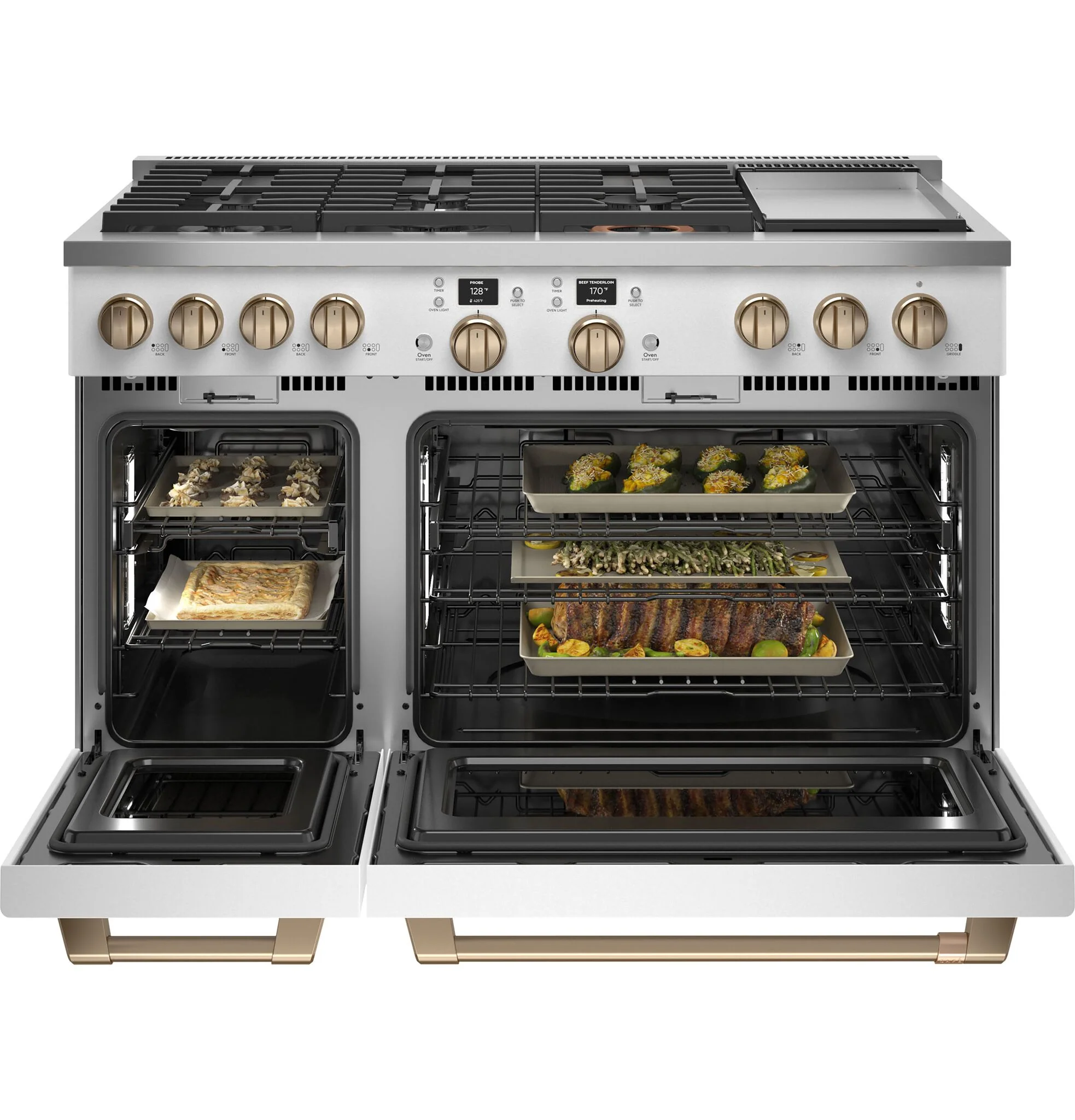 Café Matte White Commercial-Style Smart Dual Fuel Range with No-Preheat Air Fry (8.25 Cu. Ft) - C2Y486P4TW2 - Image 3