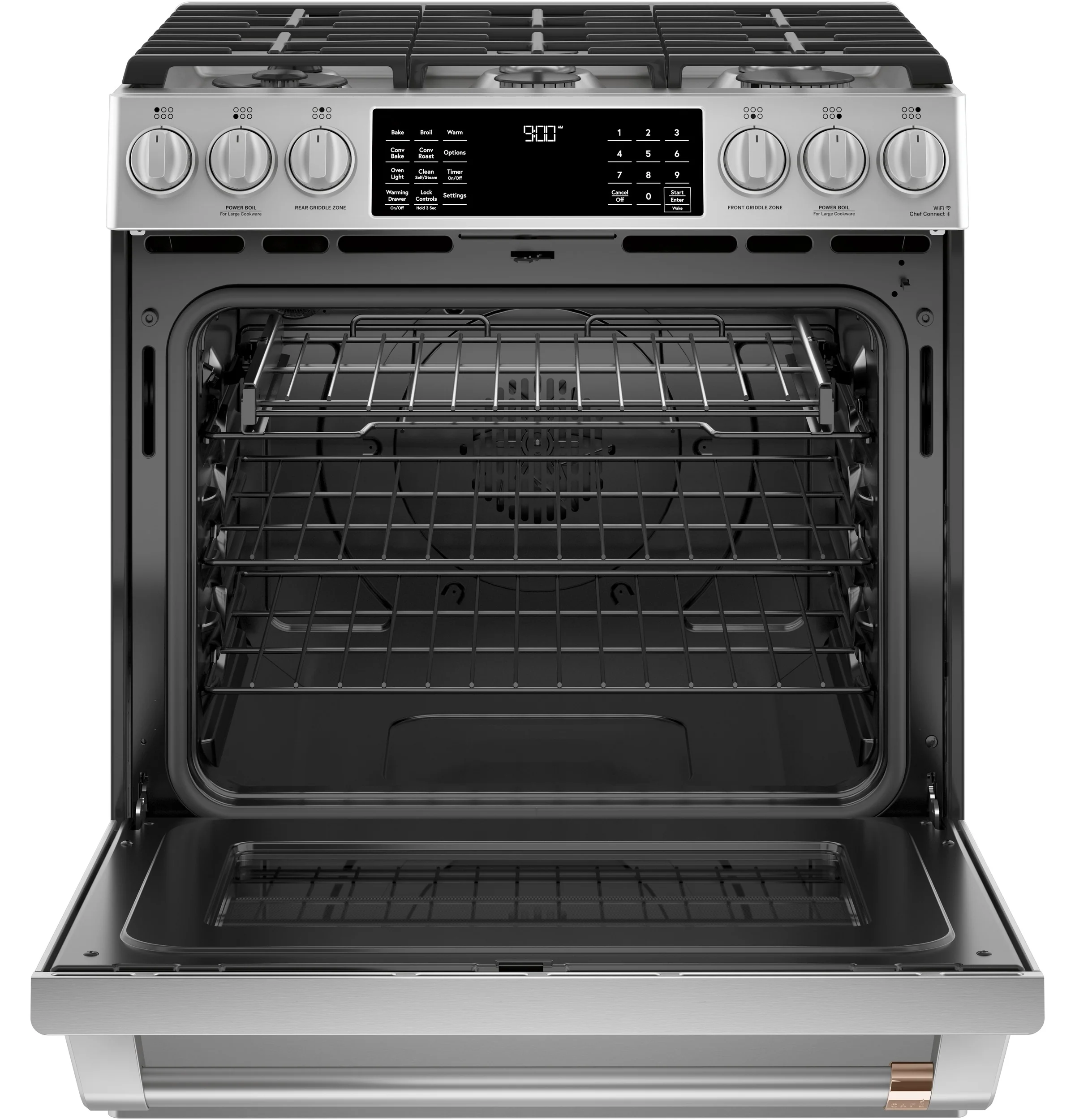 Café™ Stainless Steel 30" Slide-In Front Control Dual-Fuel Convection Range with Air Fry and Warming Drawer (5.7 Cu.Ft) - CC2S900P2MS1 - Image 3